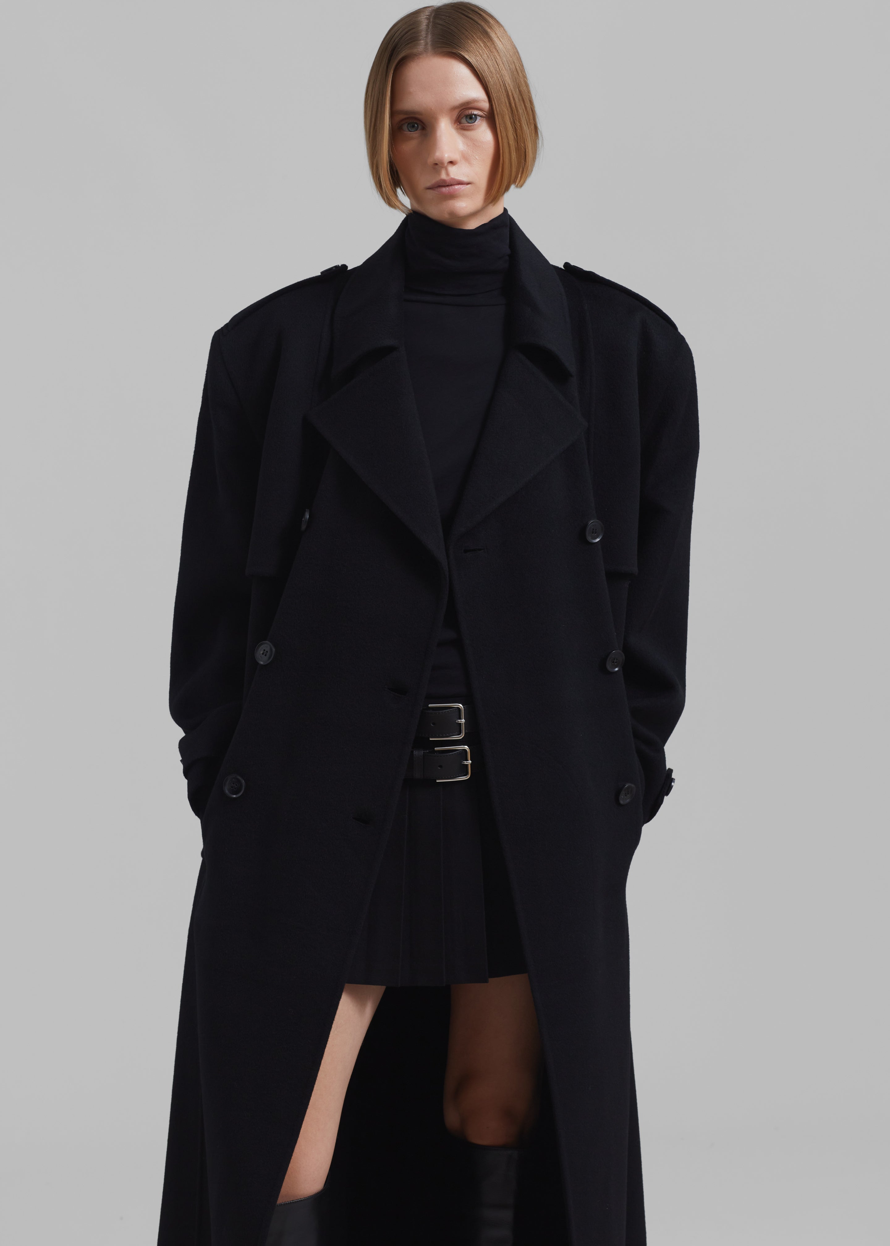 Nikola Padded Trench Coat - Black - 3