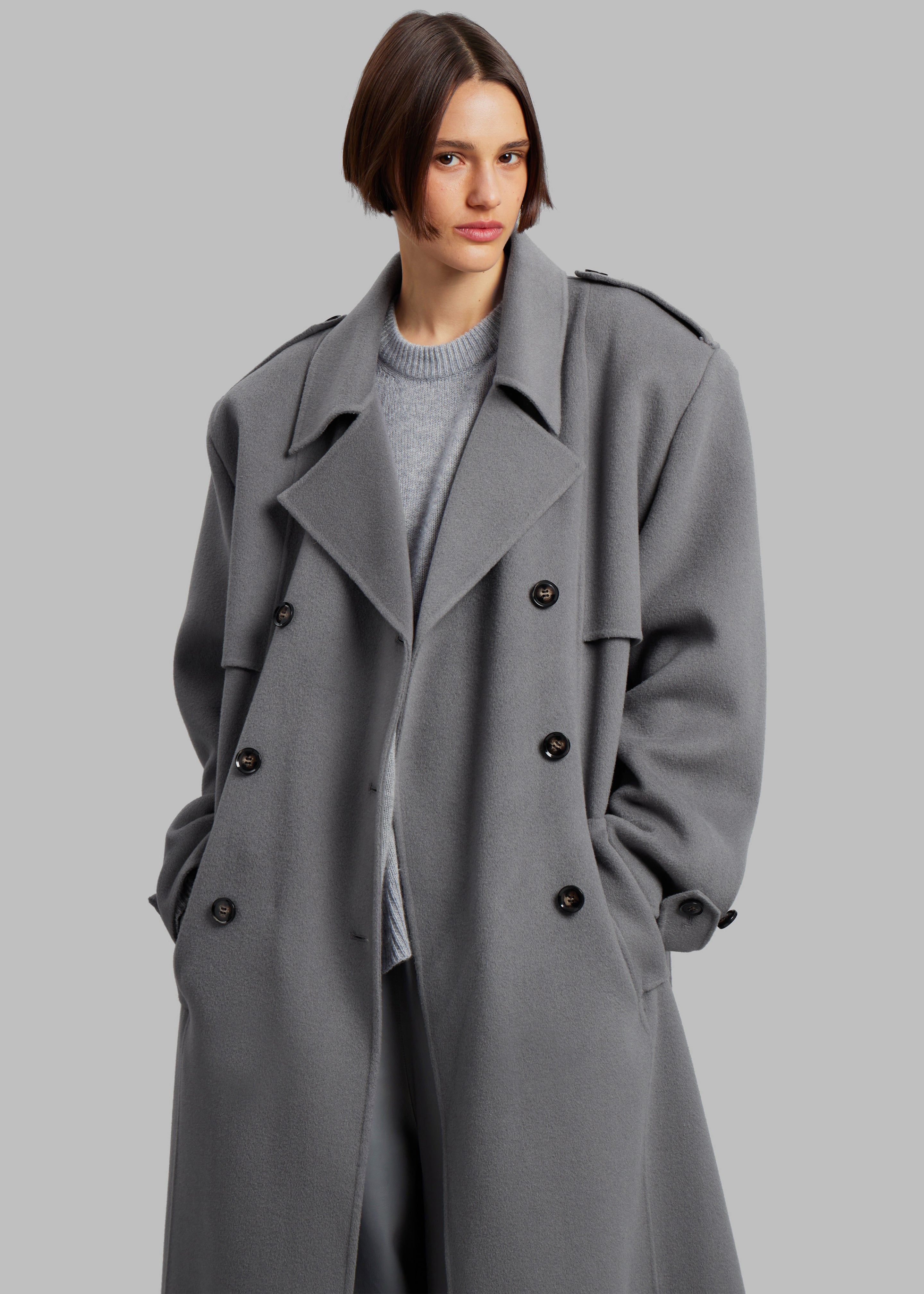 Nikola Padded Trench Coat - Grey - 4