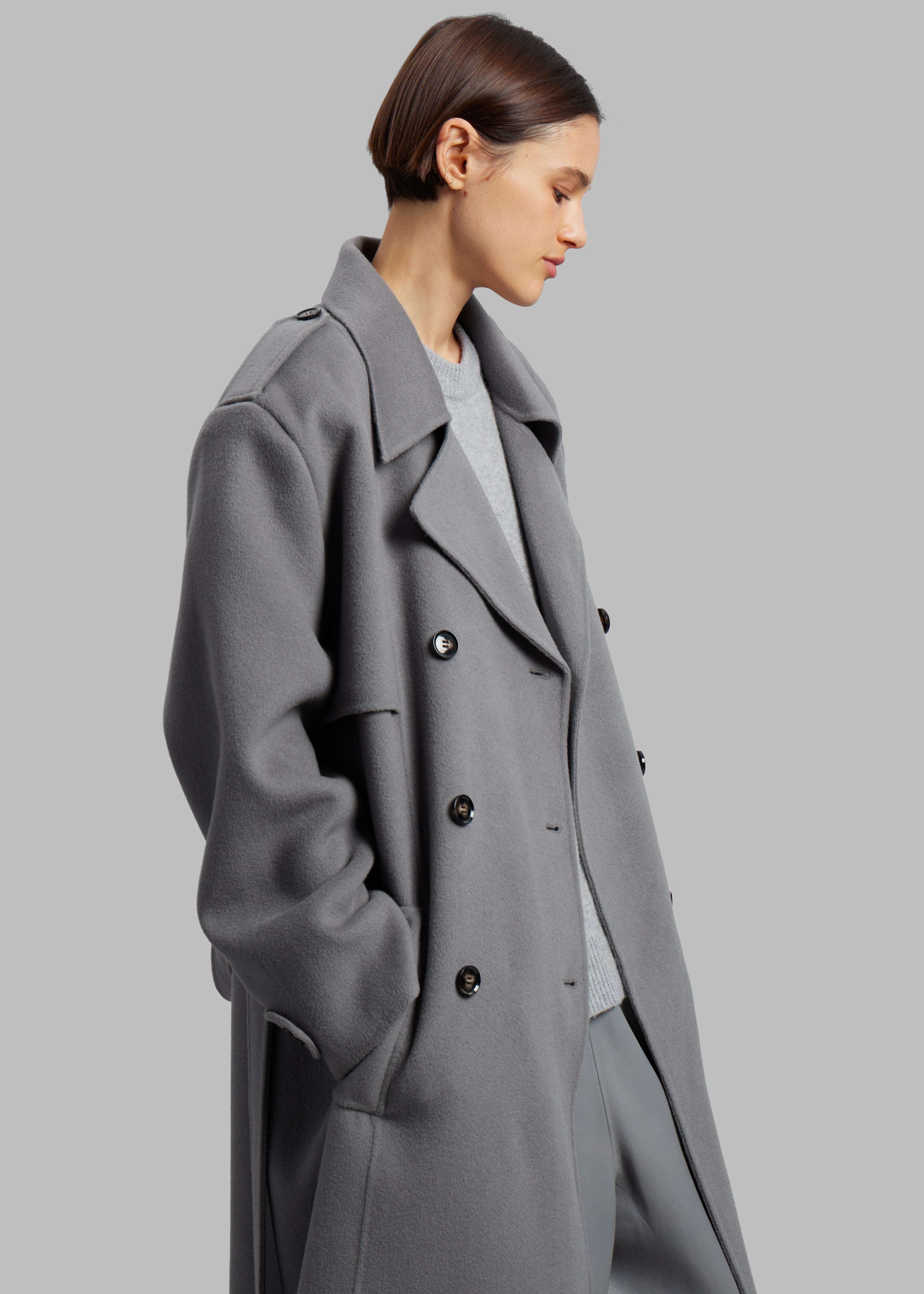 Nikola Padded Trench Coat - Grey - 3