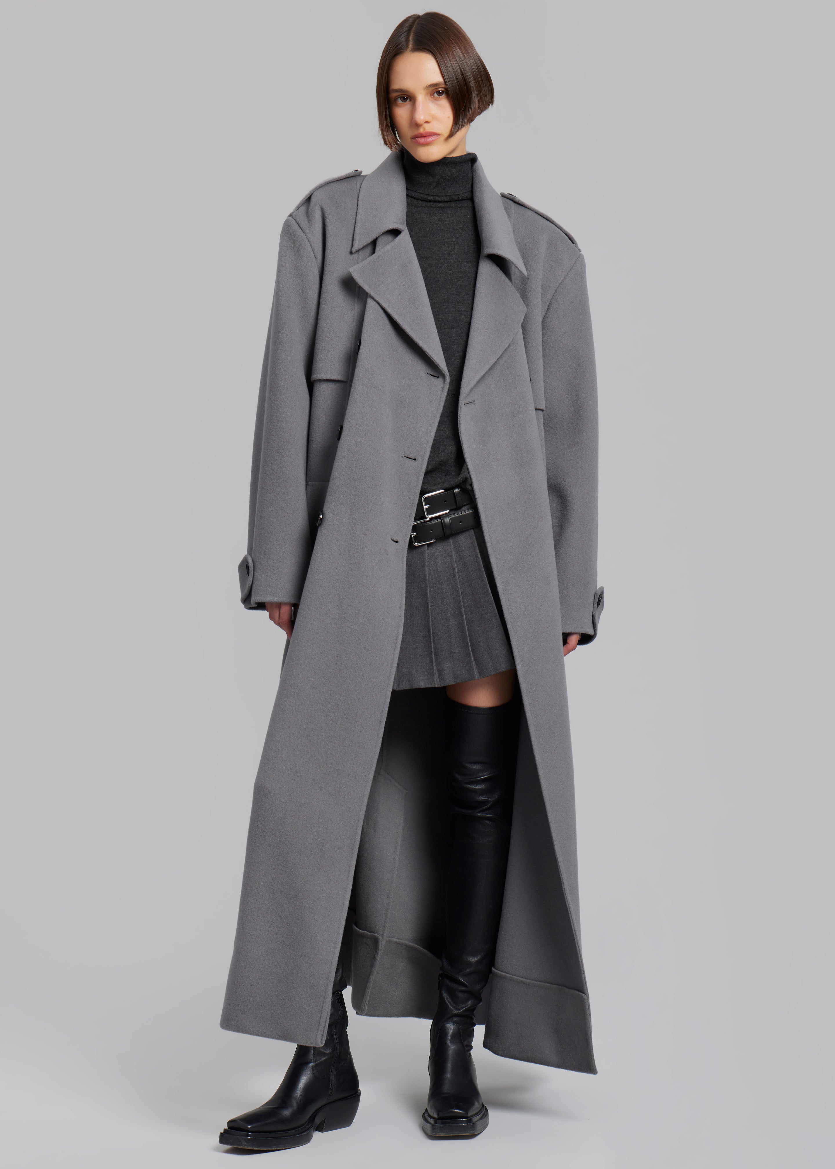 Nikola Padded Trench Coat - Grey - 5
