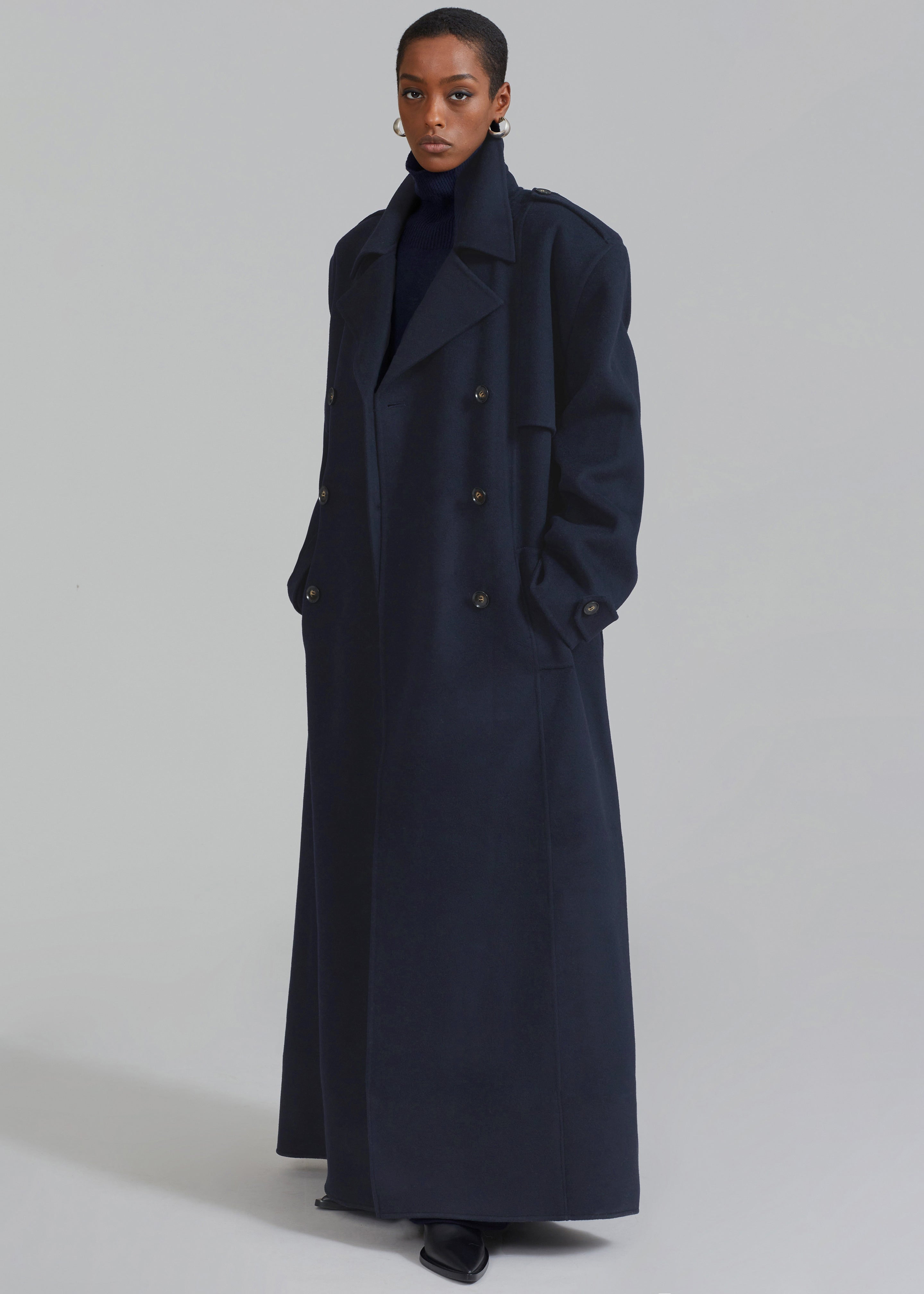 Nikola Padded Trench Coat - Navy - 8