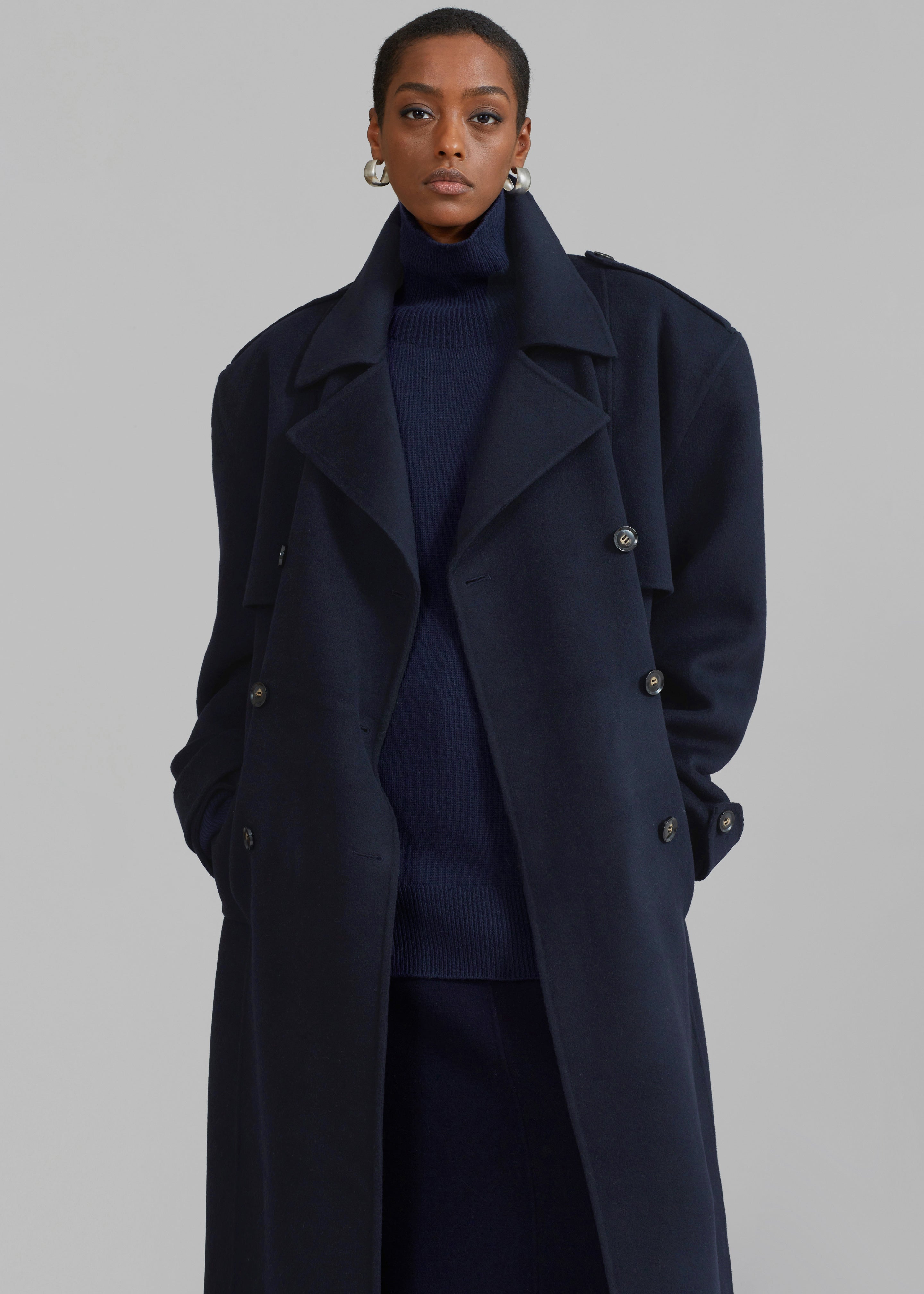 Nikola Padded Trench Coat - Navy - 7