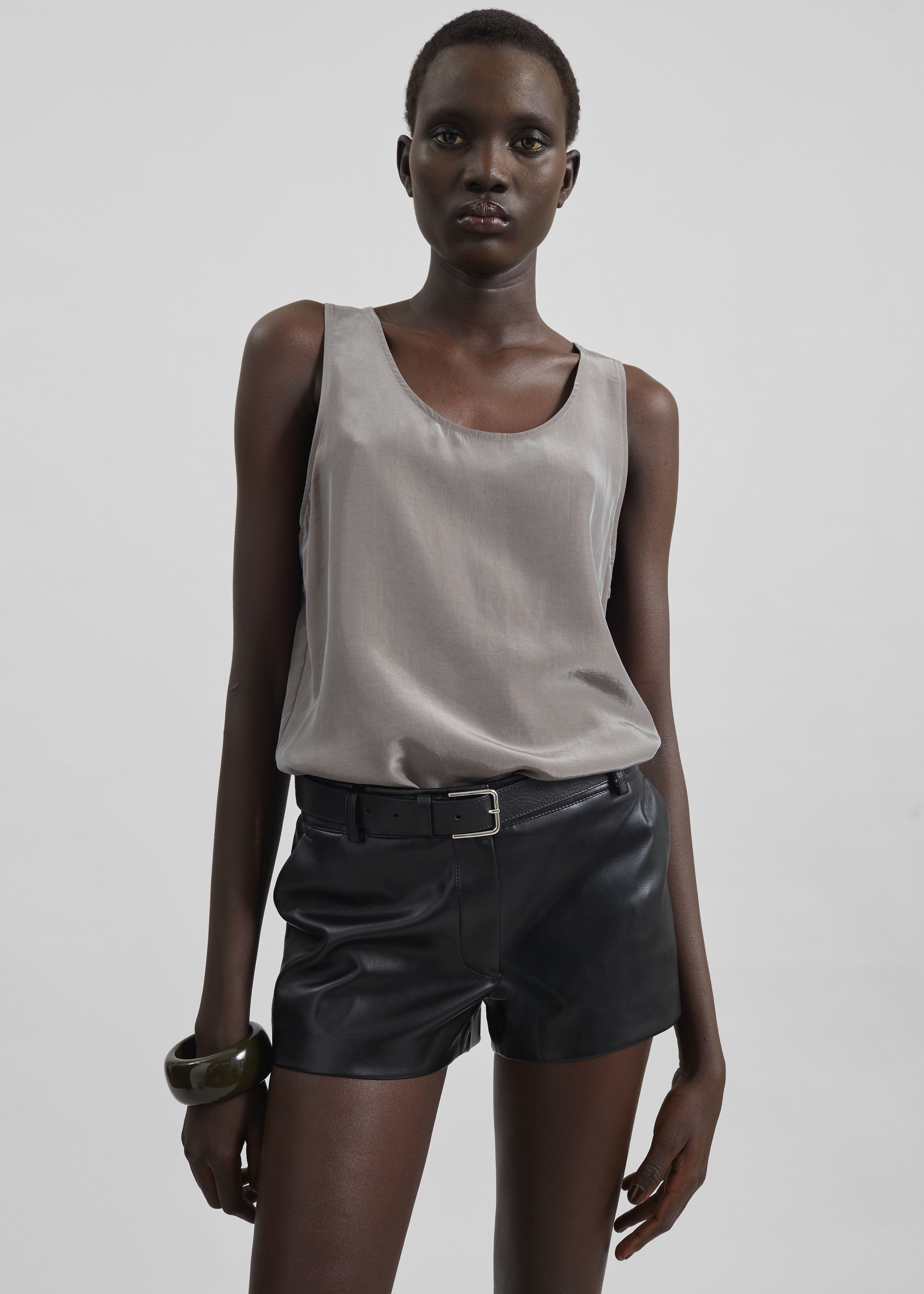 Nivee Lustrous Boxy Tank - Dark Taupe - 1