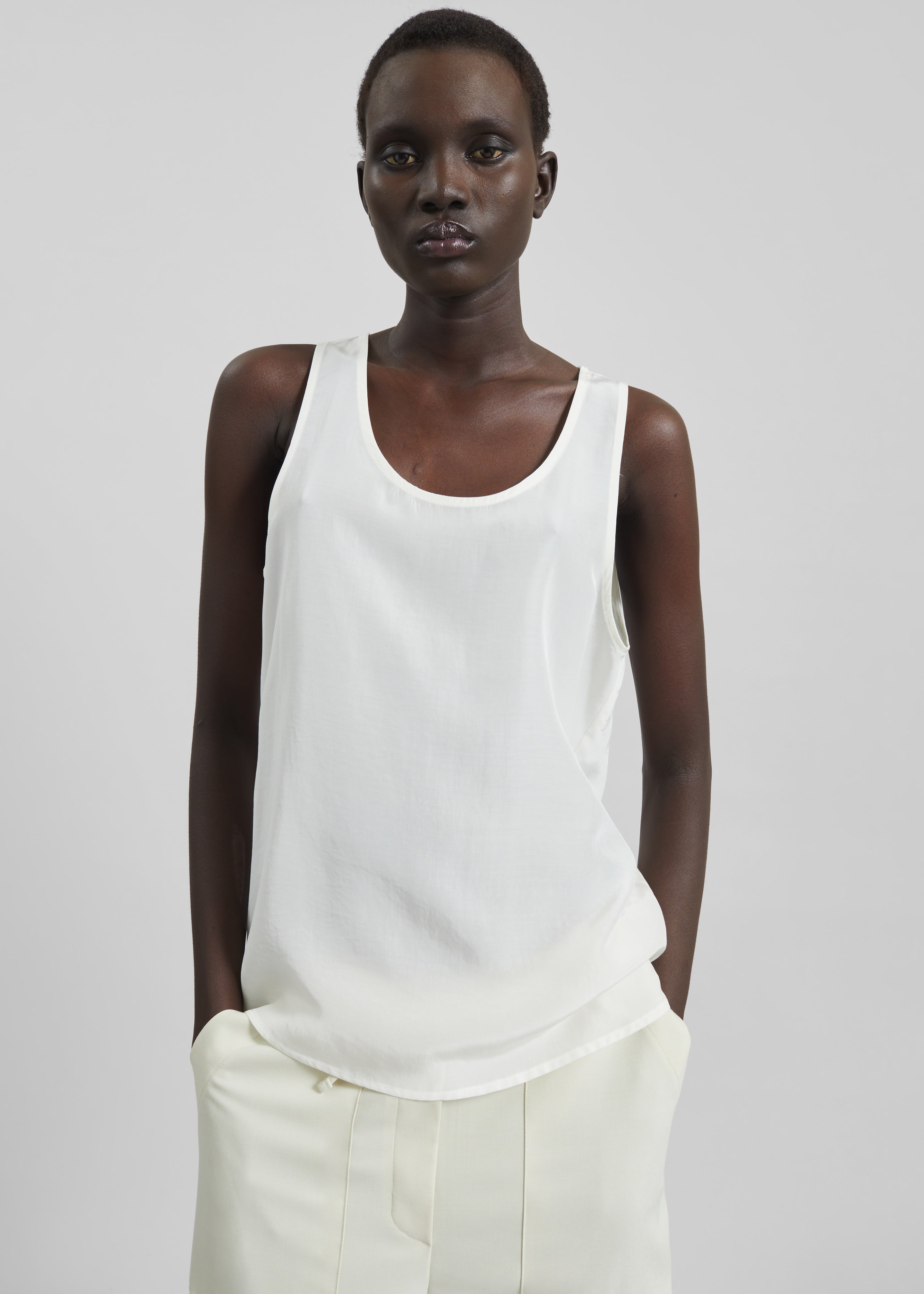 Nivee Lustrous Boxy Tank - Ivory - 4