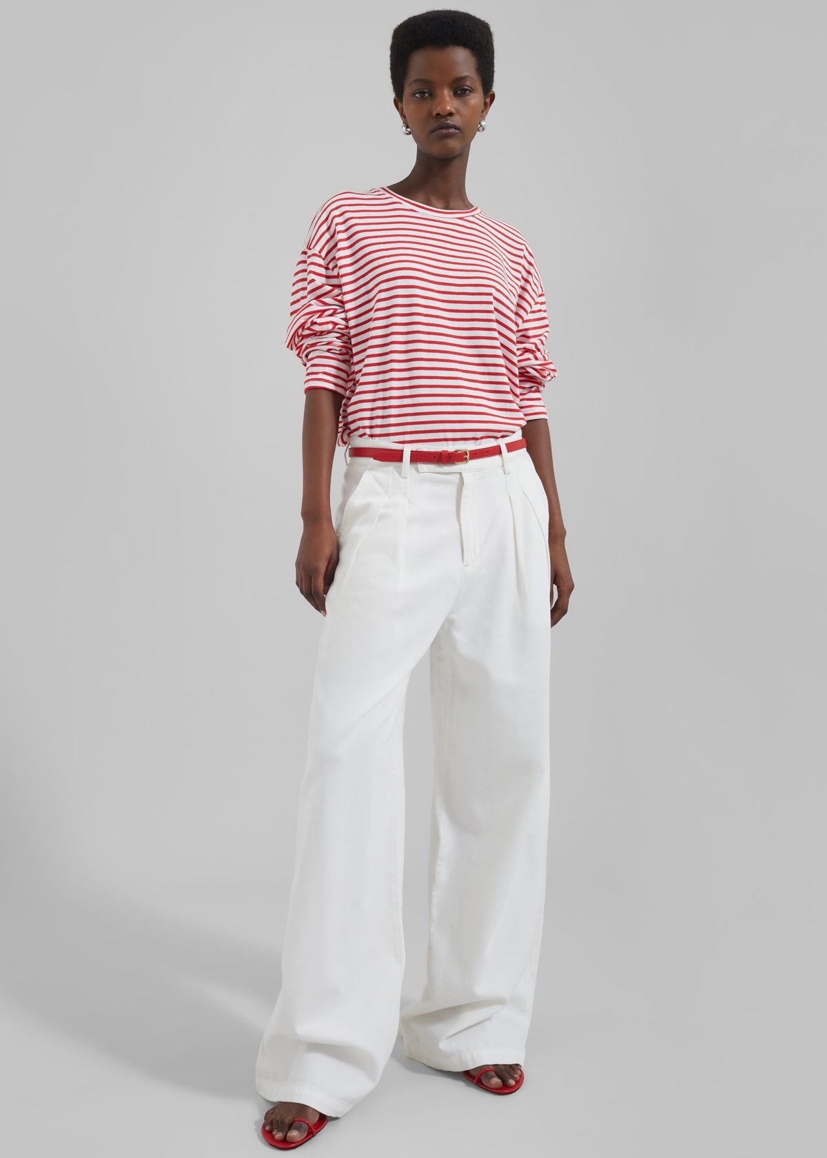 Nolan Pleated Denim Trousers - White - 1