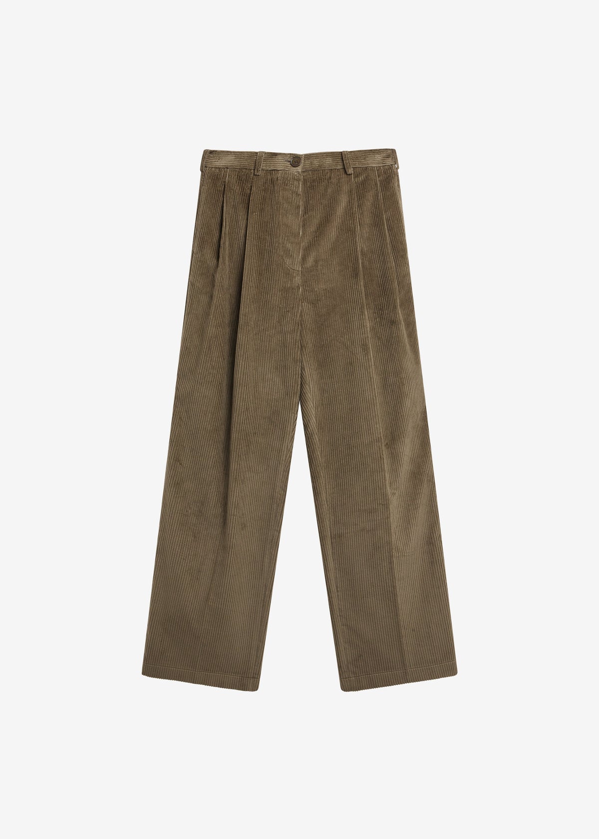 Norstrand Pleated Corduroy Trousers - Olive - 6