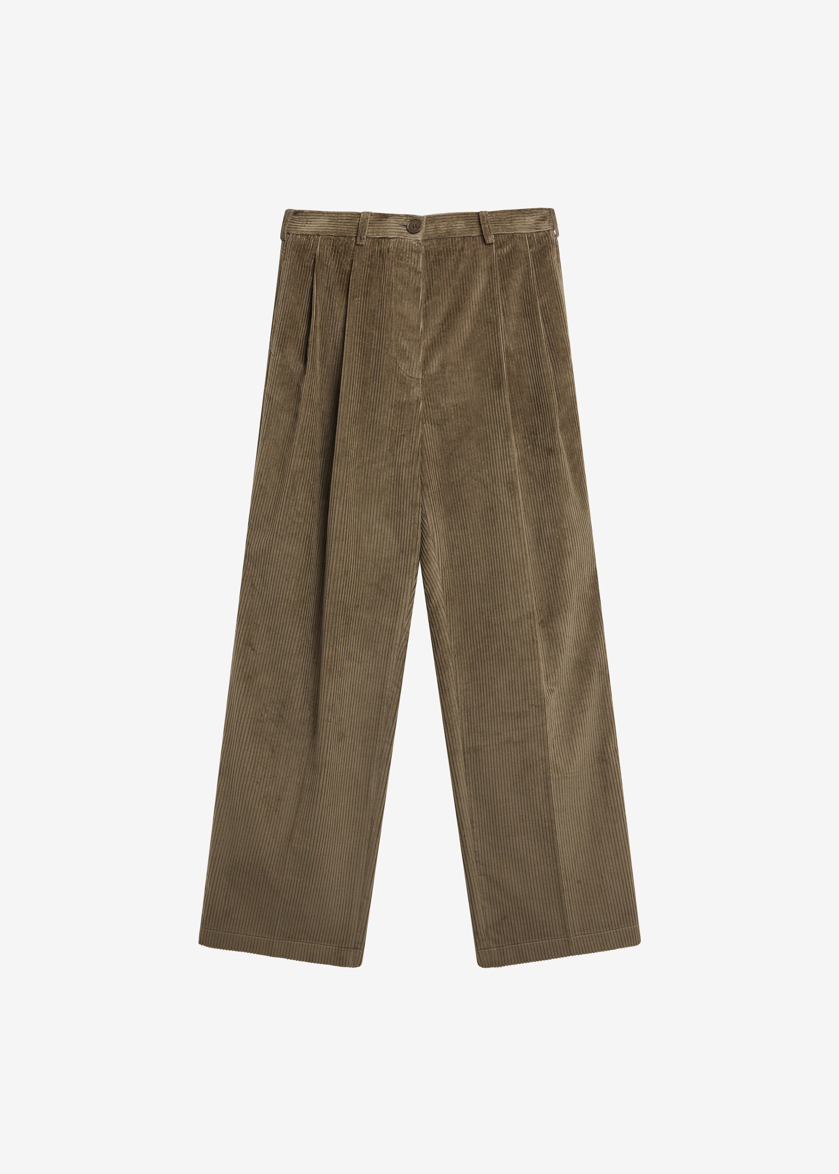 Norstrand Pleated Corduroy Trousers - Olive - 7