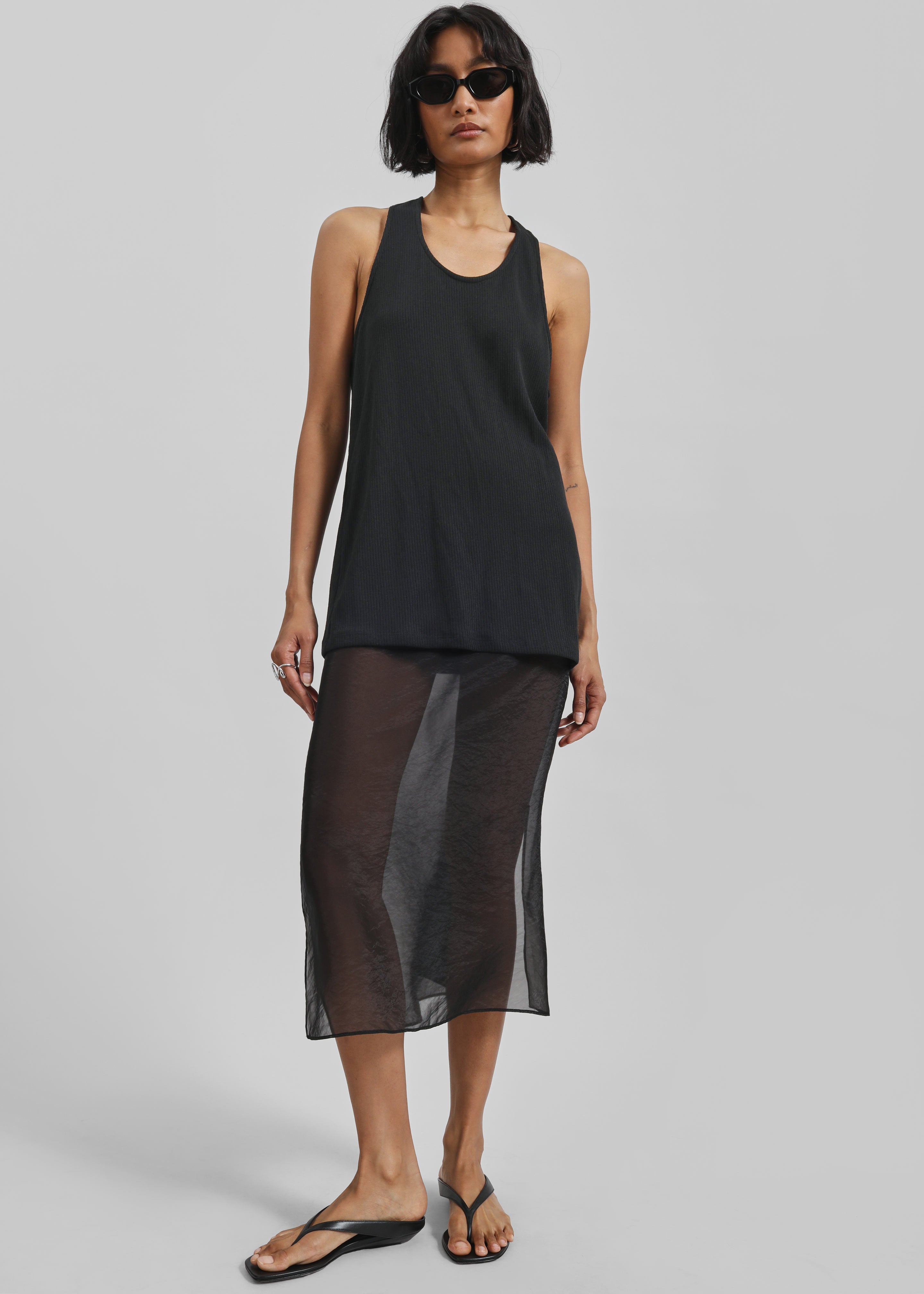 Nox Ribbed Tank Top - Black - 5