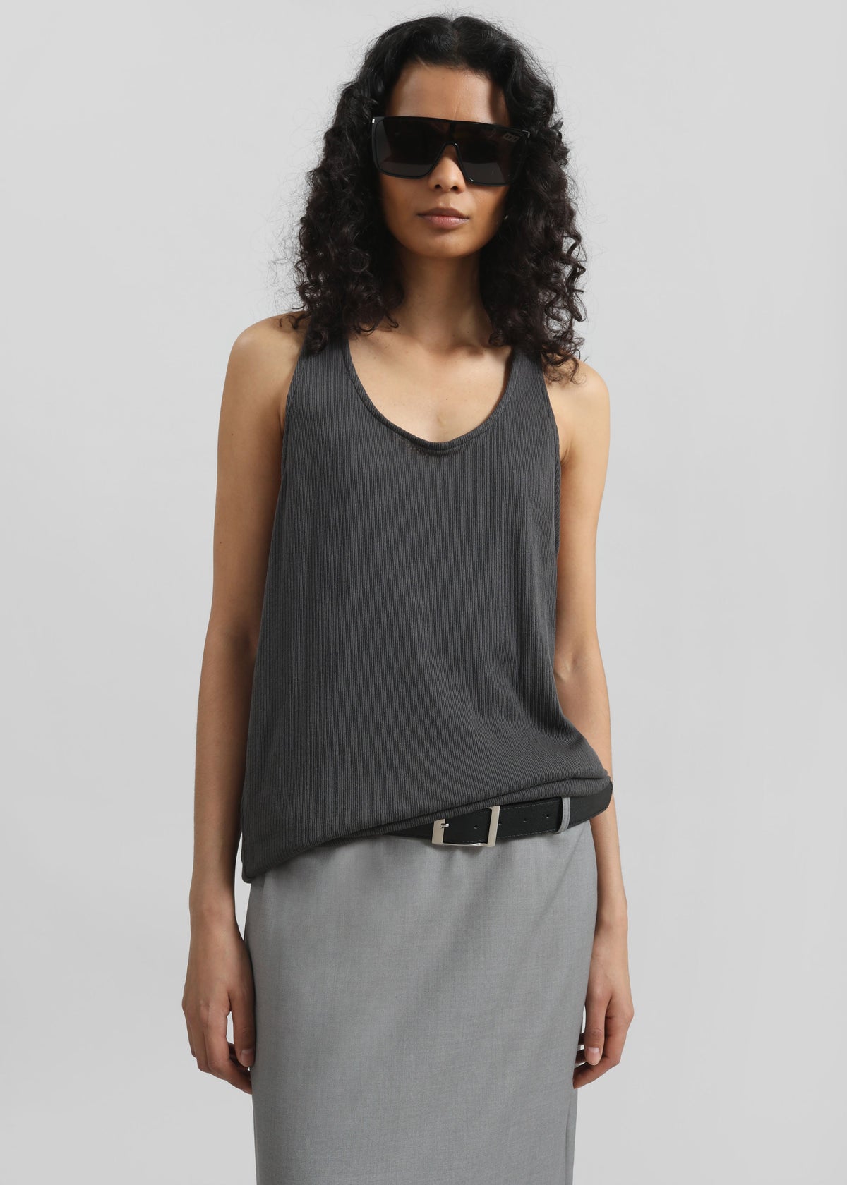 Nox Ribbed Tank Top - Storm Grey - 4