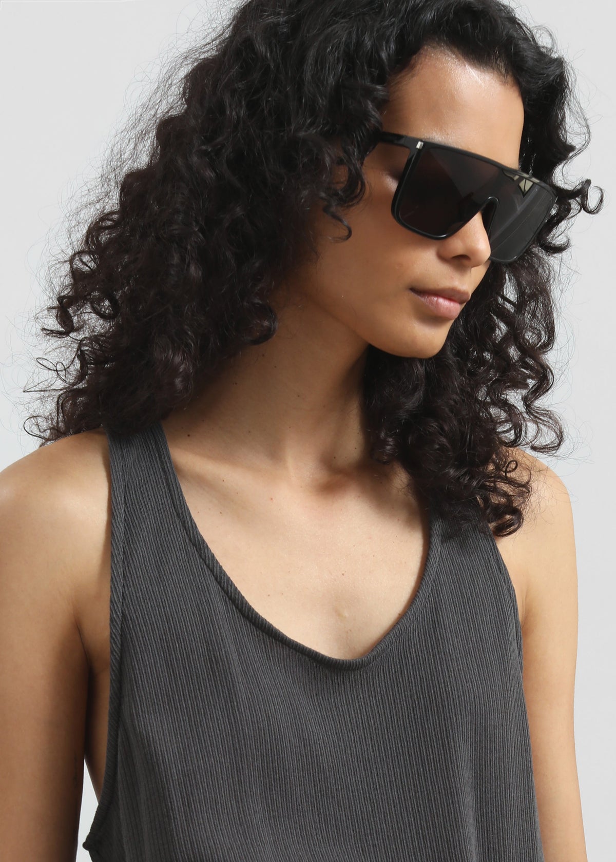 Nox Ribbed Tank Top - Storm Grey - 3