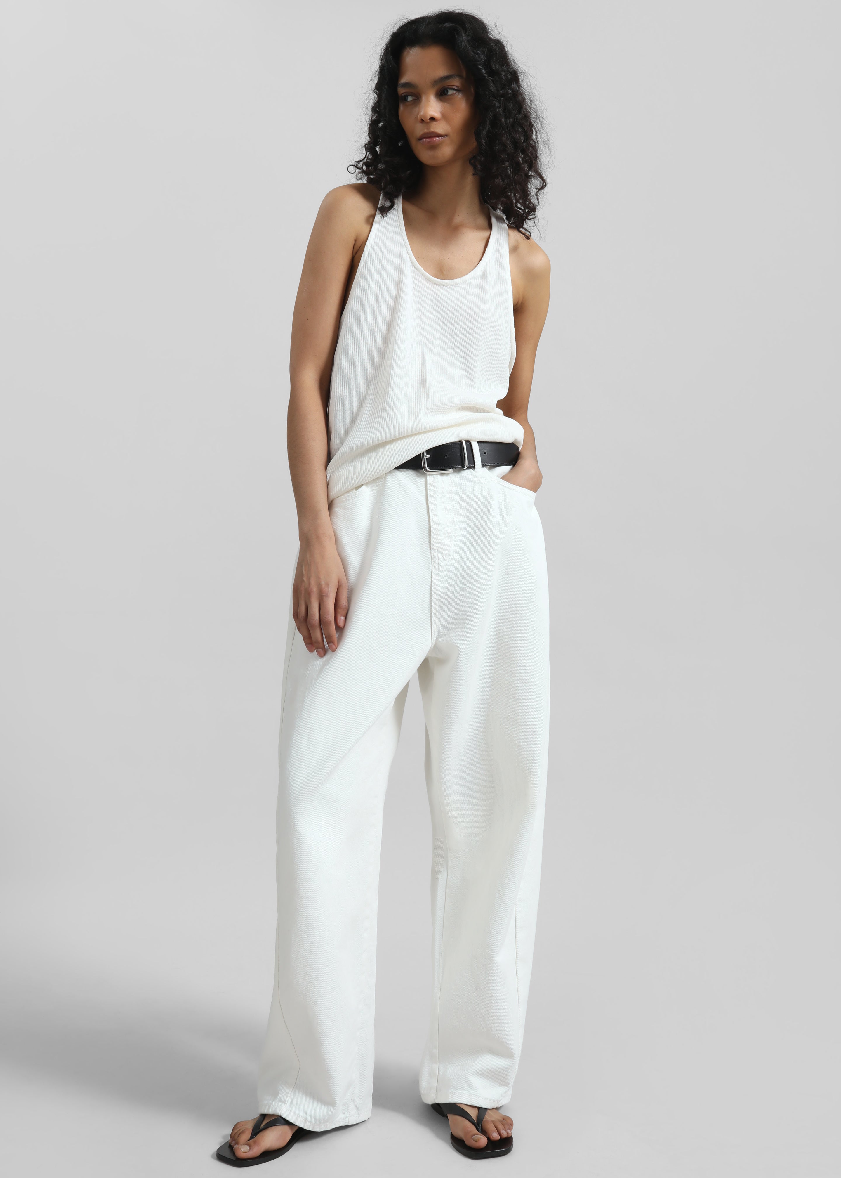 Nox Ribbed Tank Top - White - 4