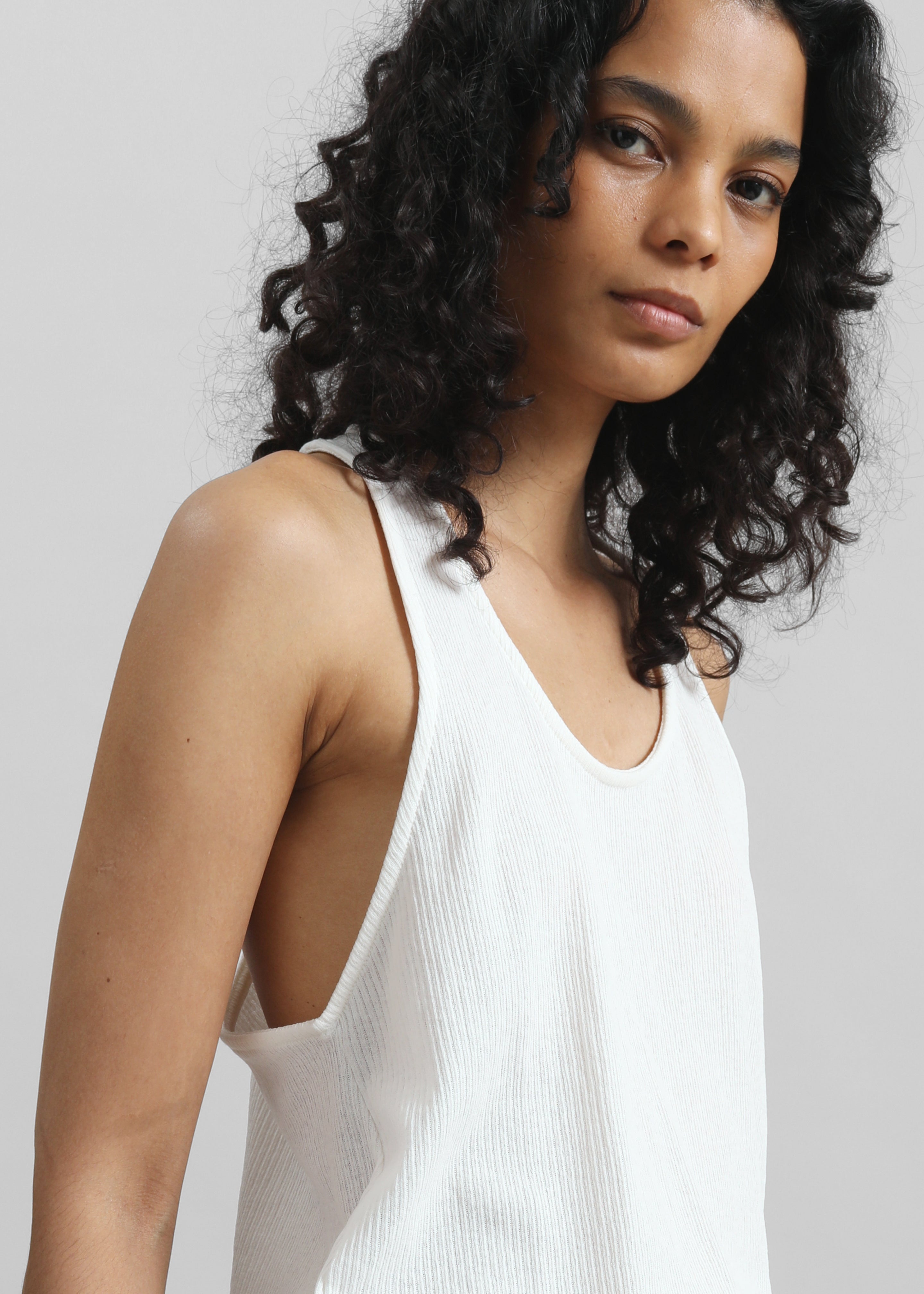 Nox Ribbed Tank Top - White - 3