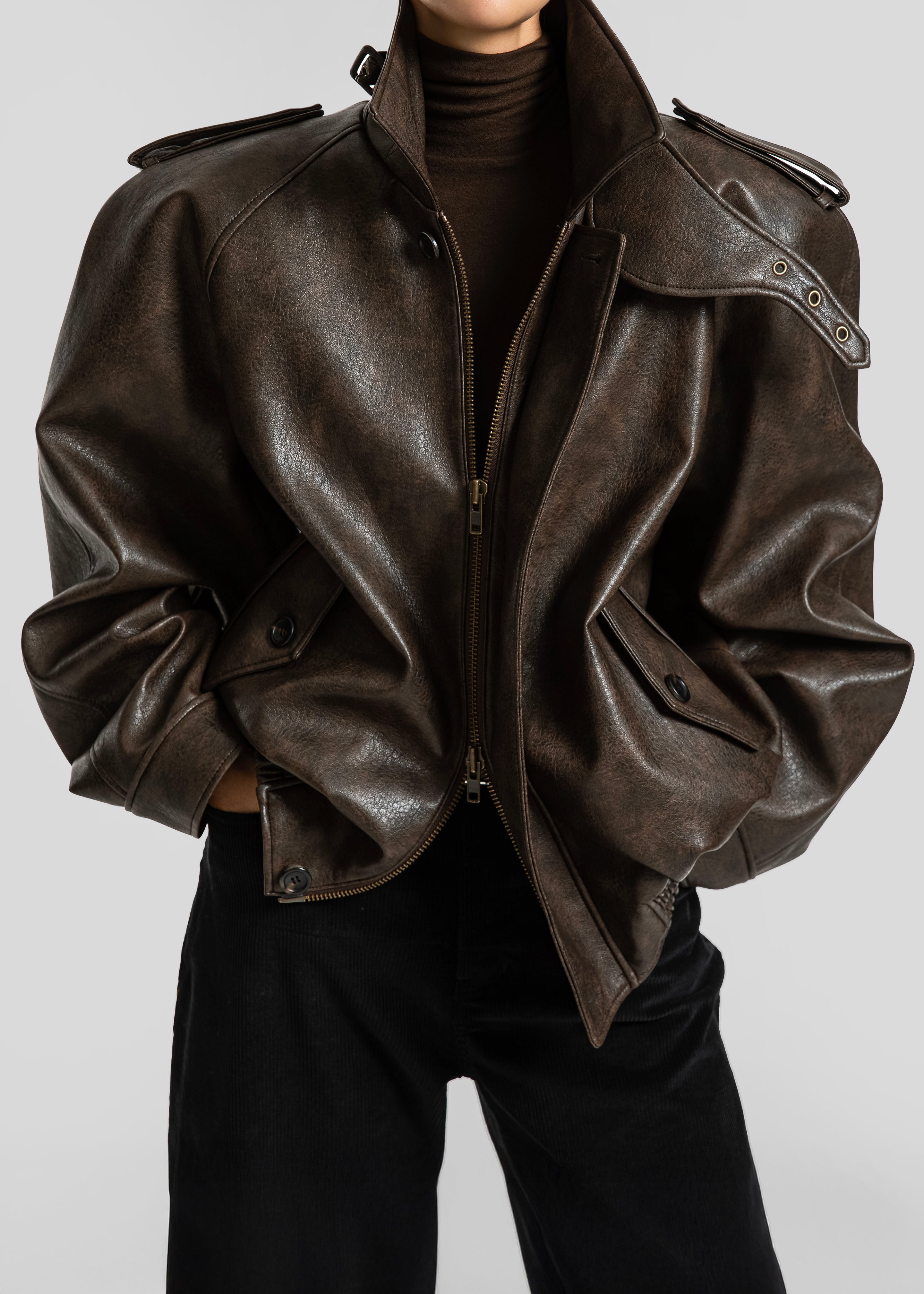 Nyland Faux Leather Padded Jacket - Brown – The Frankie Shop Europe