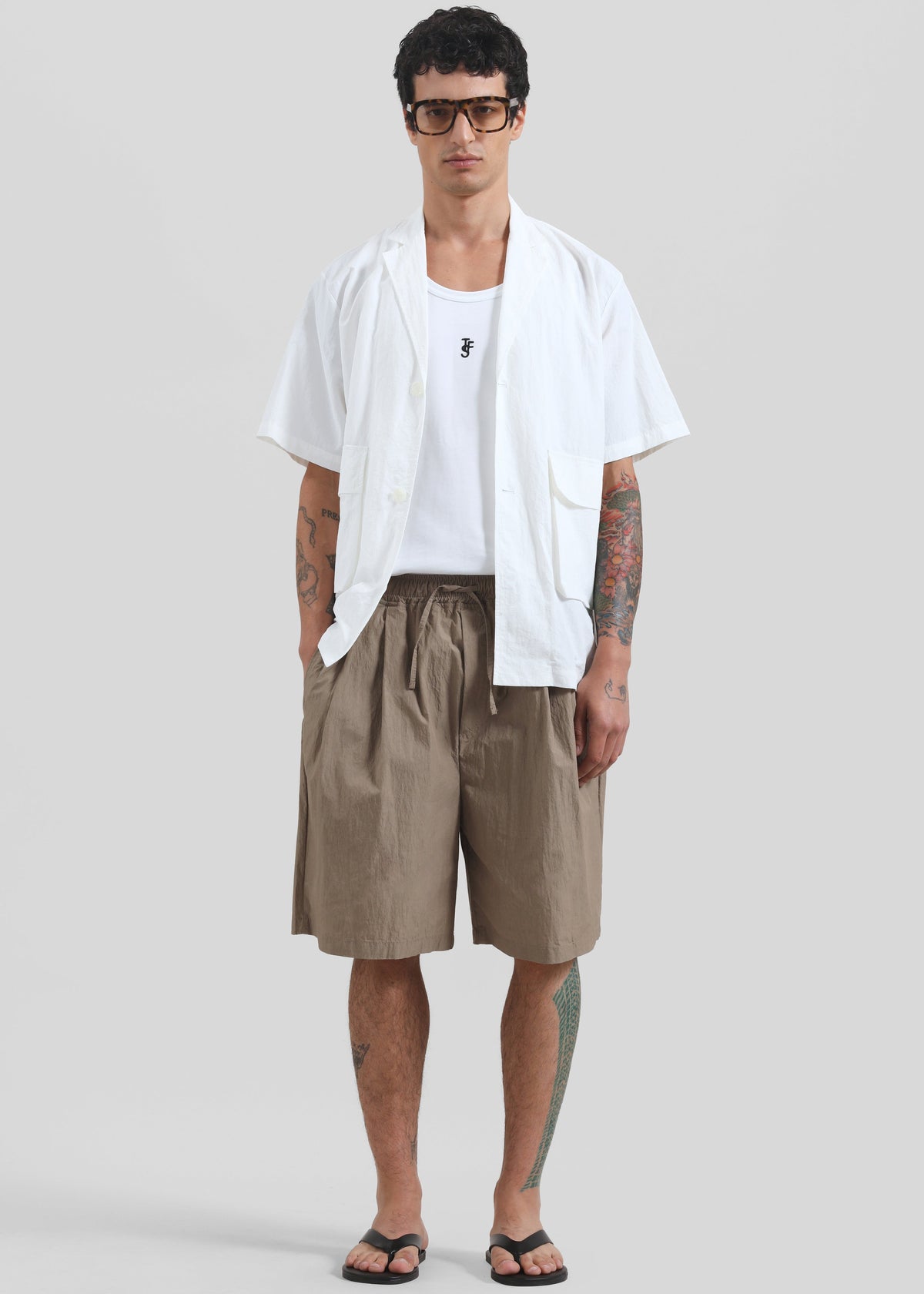 Ohio Crinkled Poplin Shorts - Taupe - 5