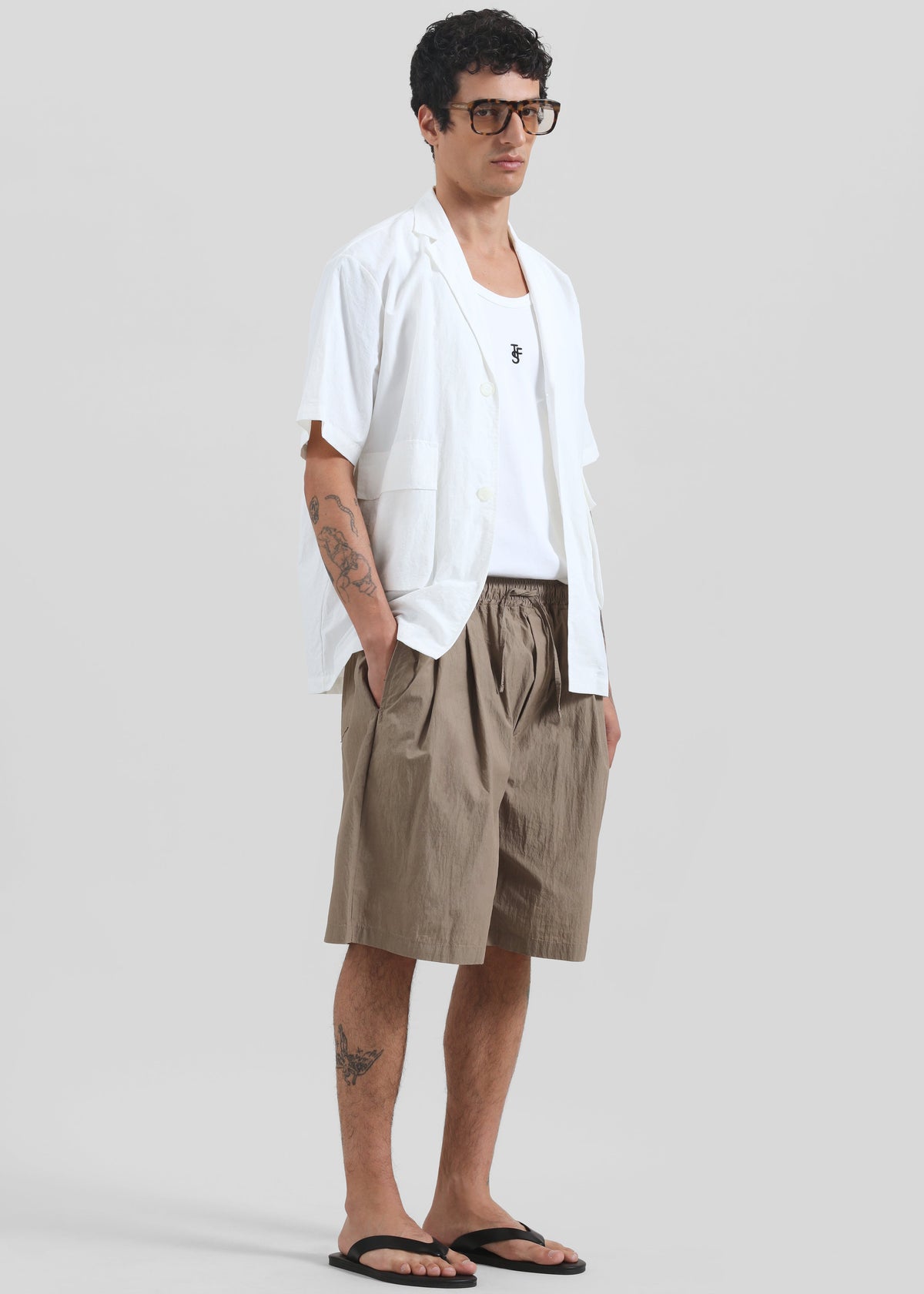 Ohio Crinkled Poplin Shorts - Taupe - 2