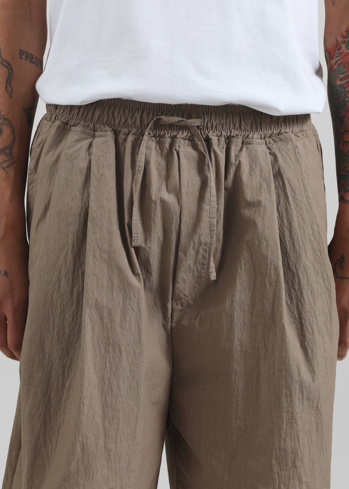 Ohio Crinkled Poplin Shorts - Taupe - 3