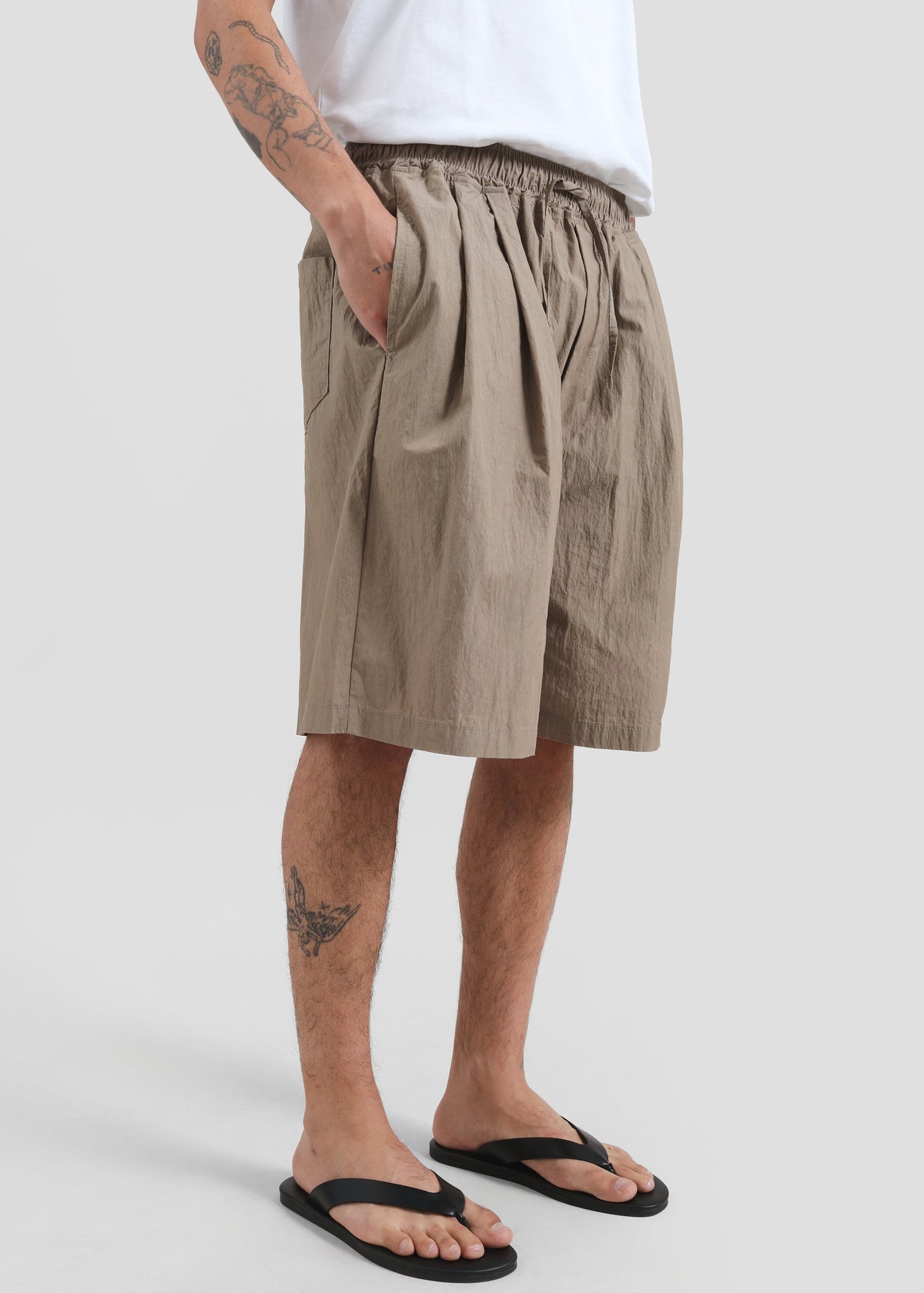 Ohio Crinkled Poplin Shorts - Taupe - 4