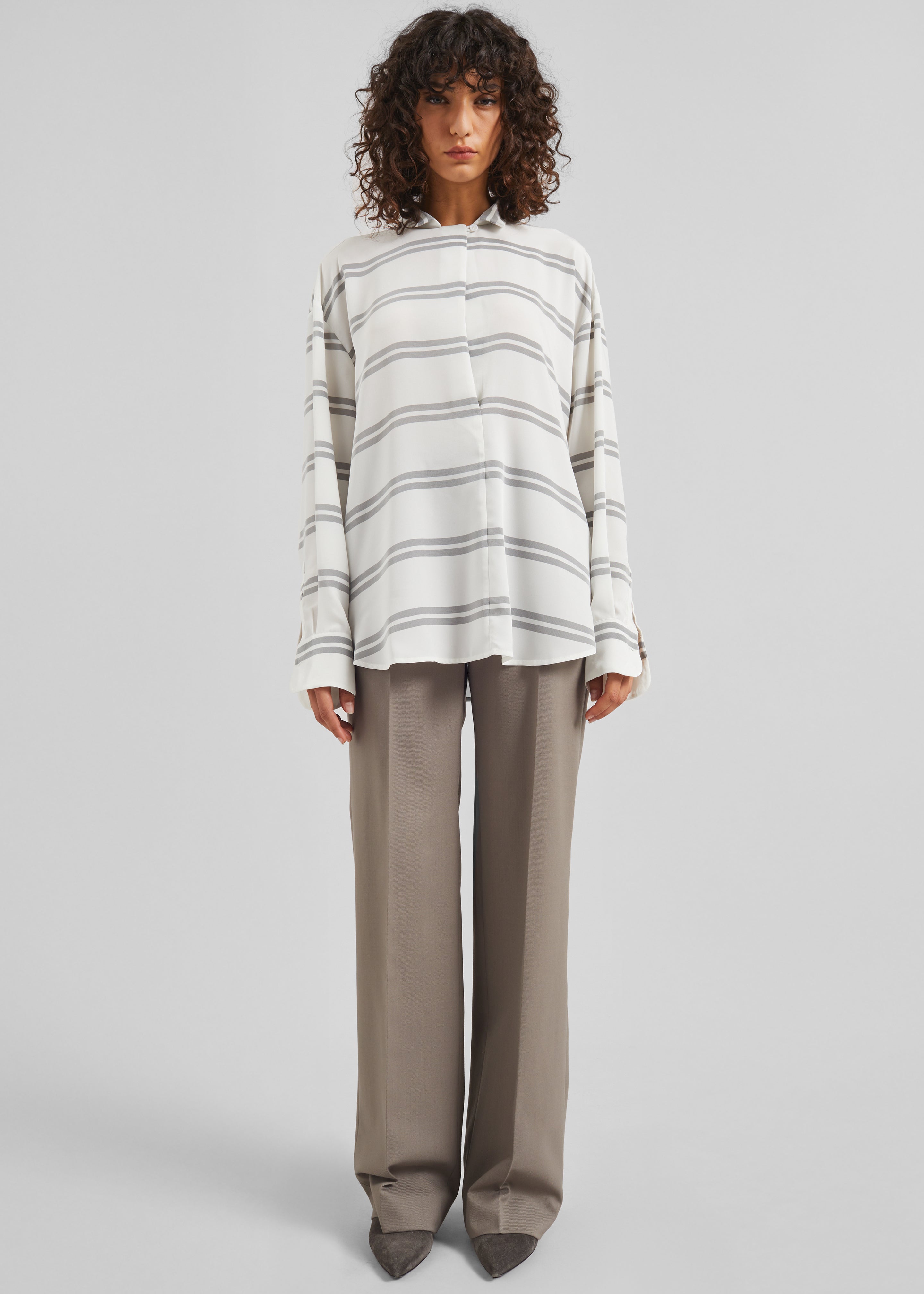 Oletta Blouse - White/Grey Stripe - 5