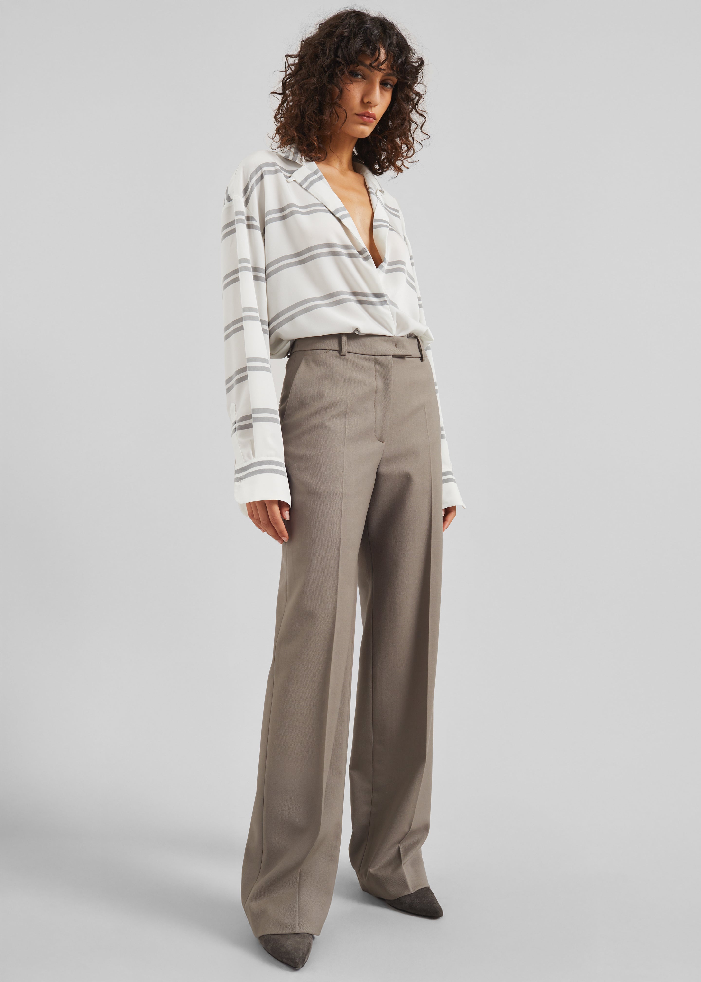 Oletta Blouse - White/Grey Stripe - 6