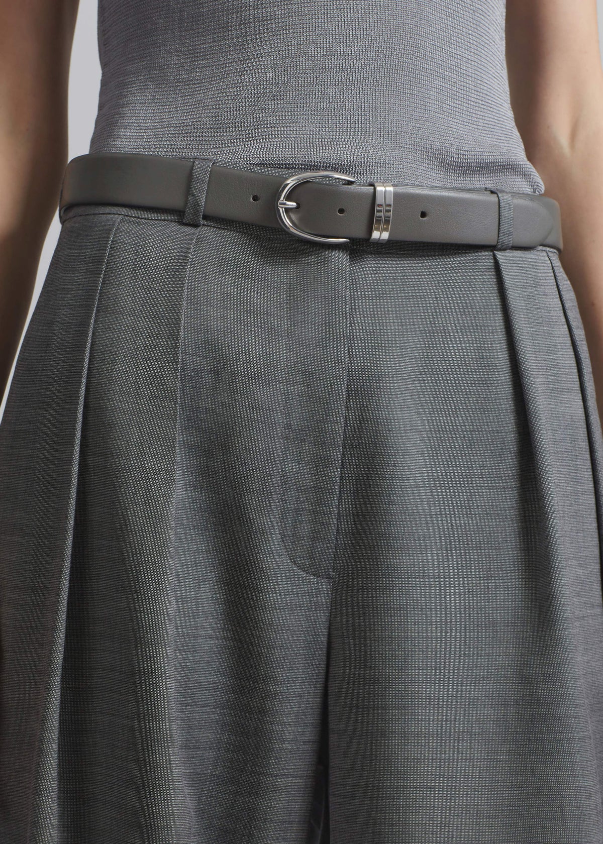 Ora Leather Belt - Grey/Silver - 2