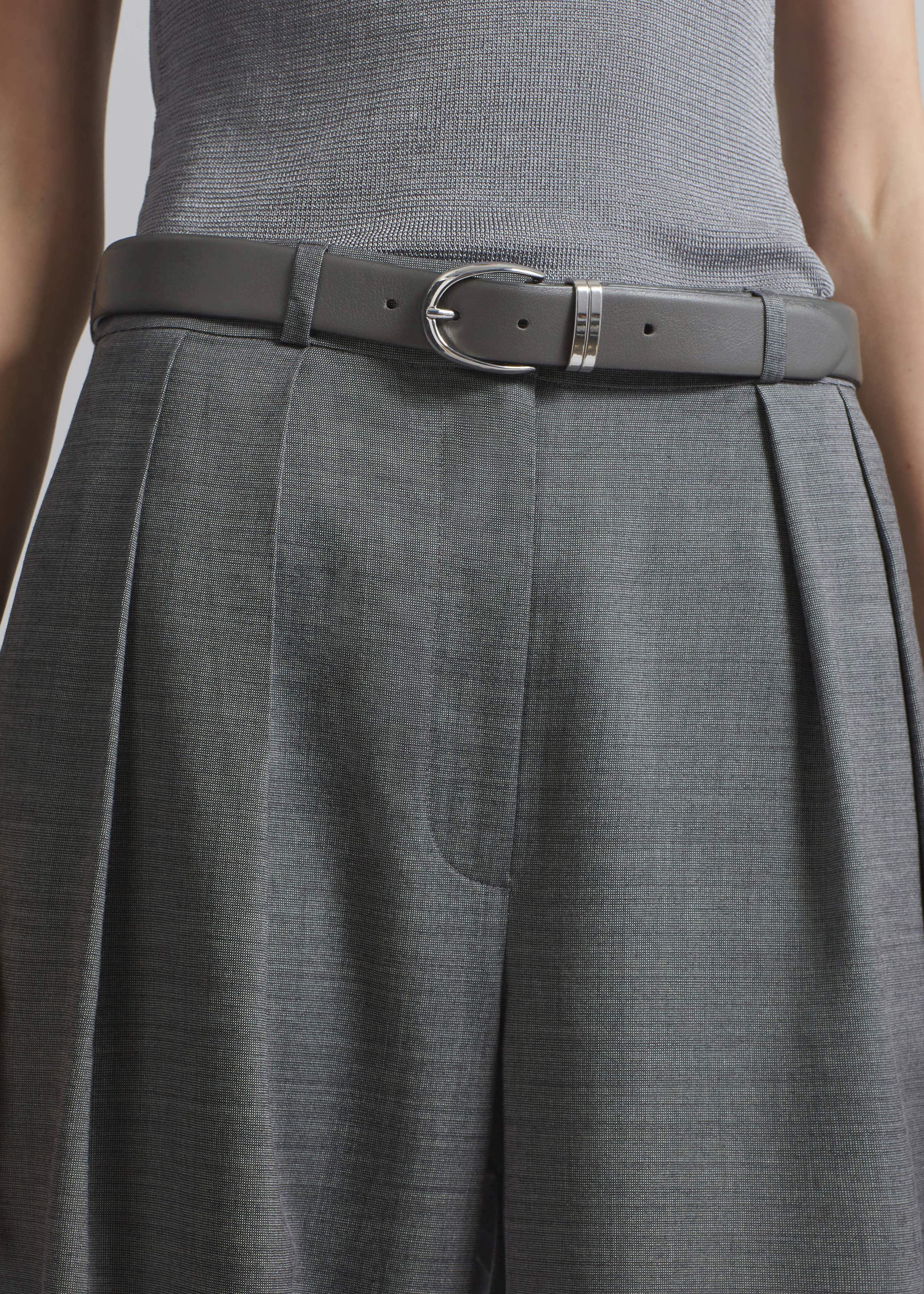 Ora Leather Belt - Grey/Silver - 2