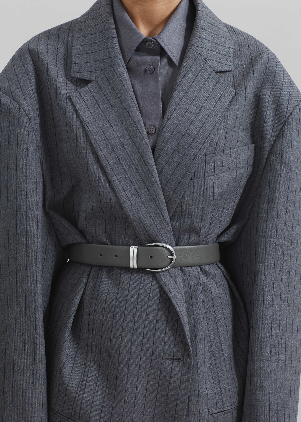 Ora Leather Belt - Grey/Silver - 5