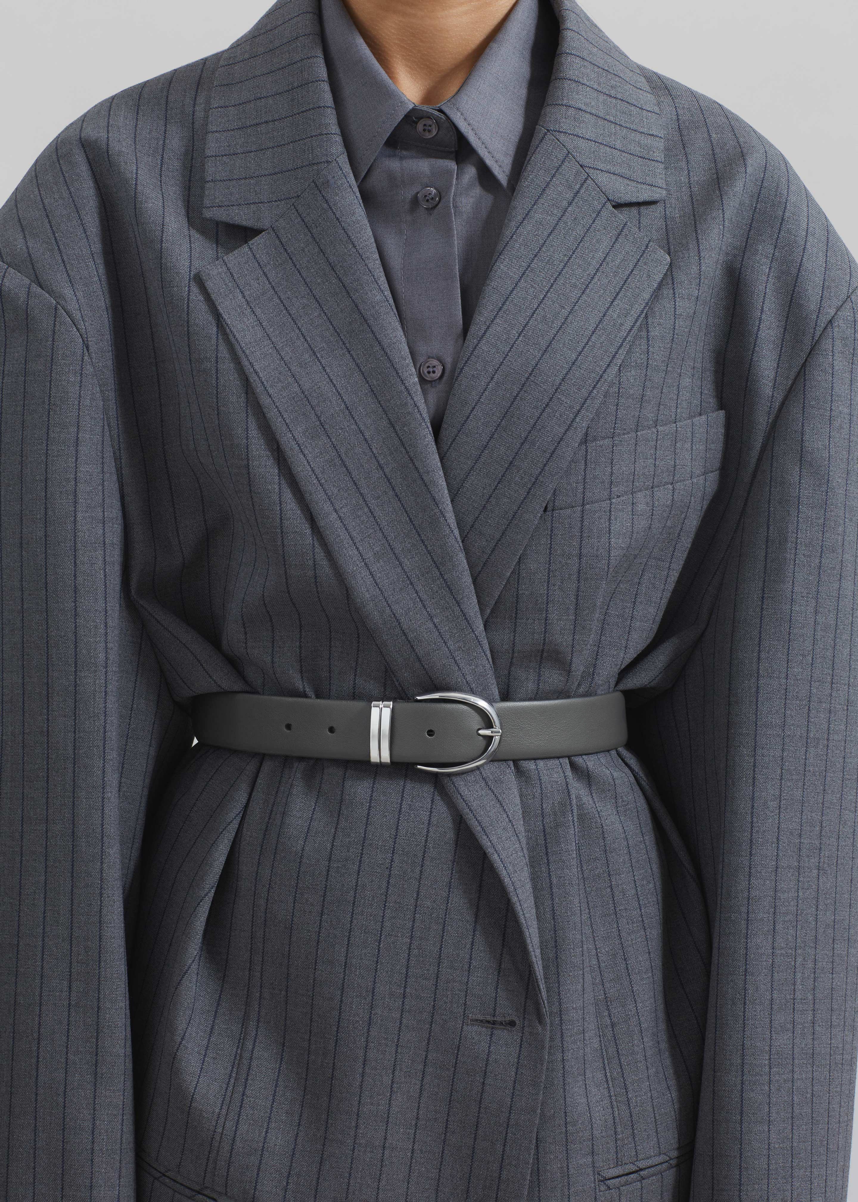 Ora Leather Belt - Grey/Silver - 5