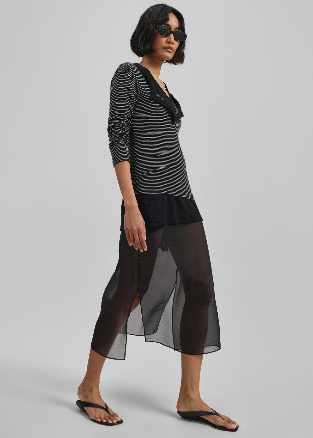 Orlen Fine Knit Top - Black/White Stripe - 3