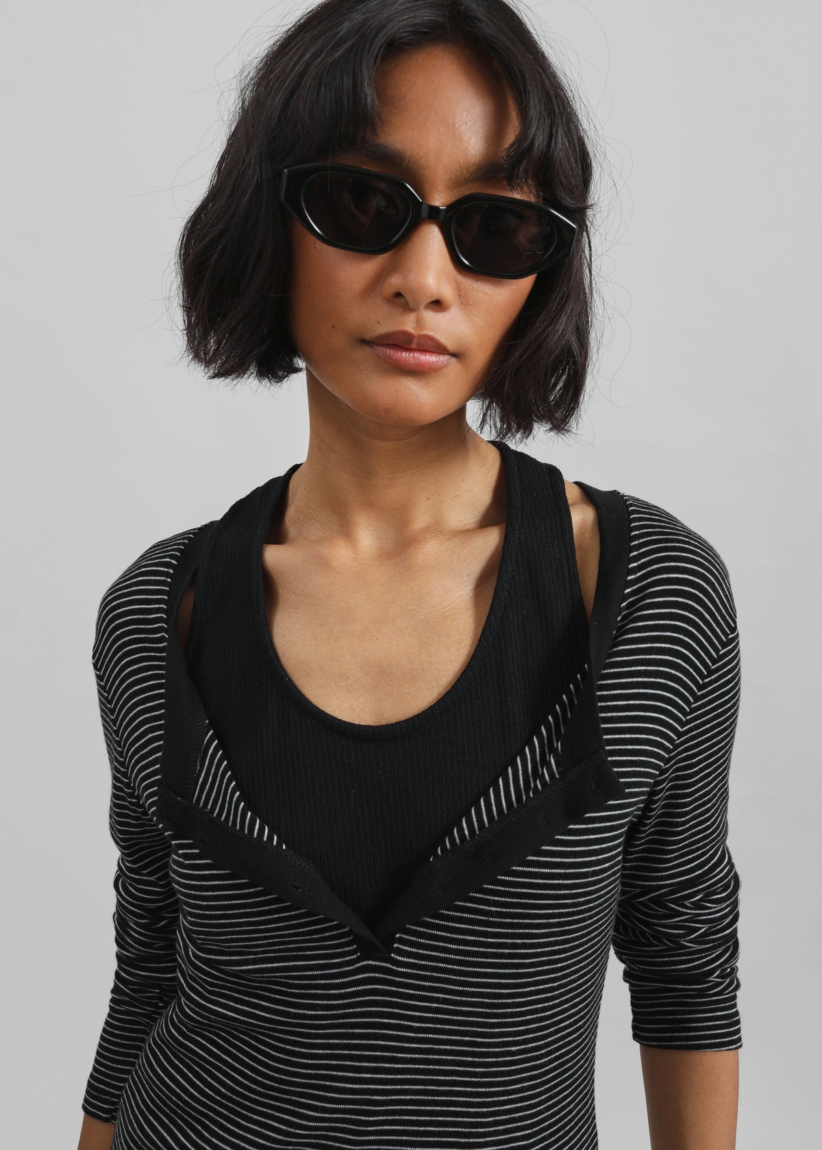 Orlen Fine Knit Top - Black/White Stripe - 5