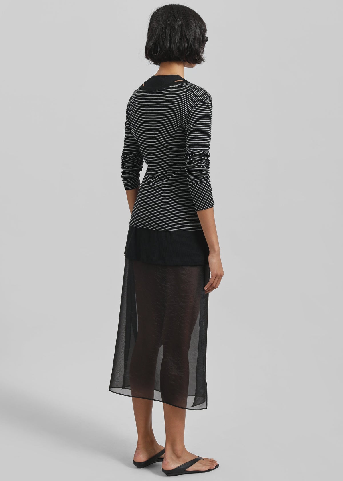 Orlen Fine Knit Top - Black/White Stripe - 7
