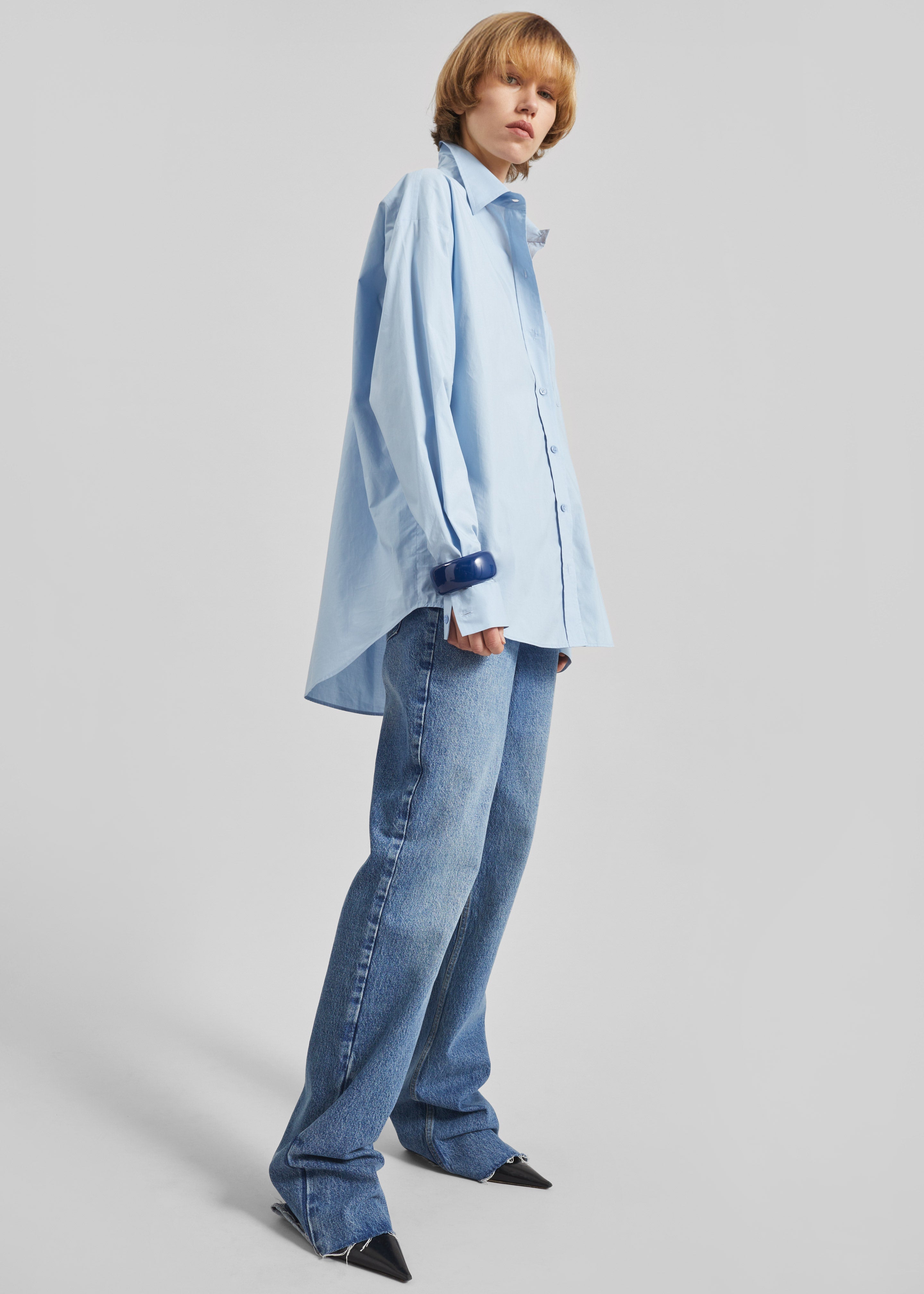 Ornella Side Button-Up Shirt - Light Blue - 6