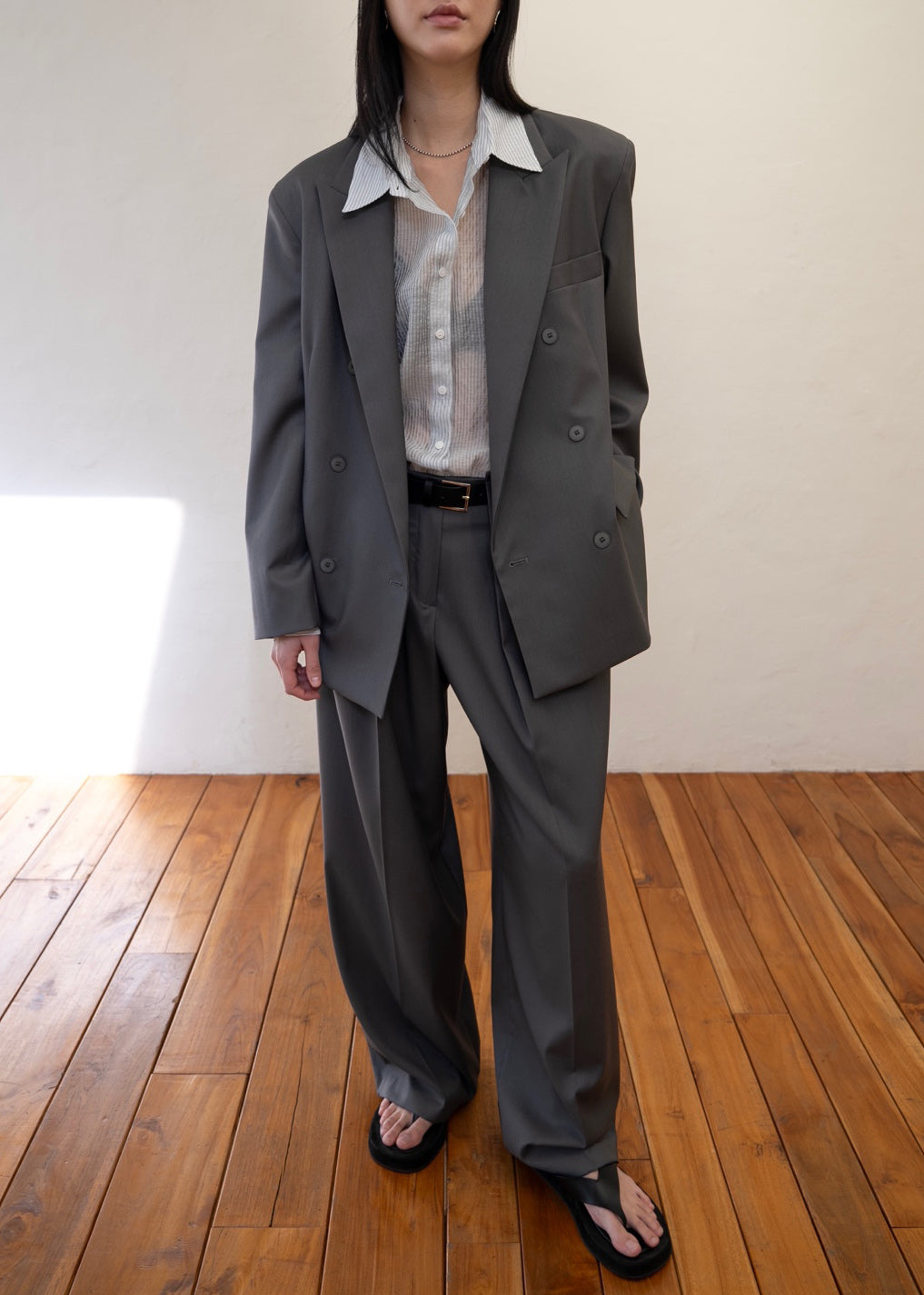 Orsay Boxy Double Breasted Blazer - Dark Grey - 6