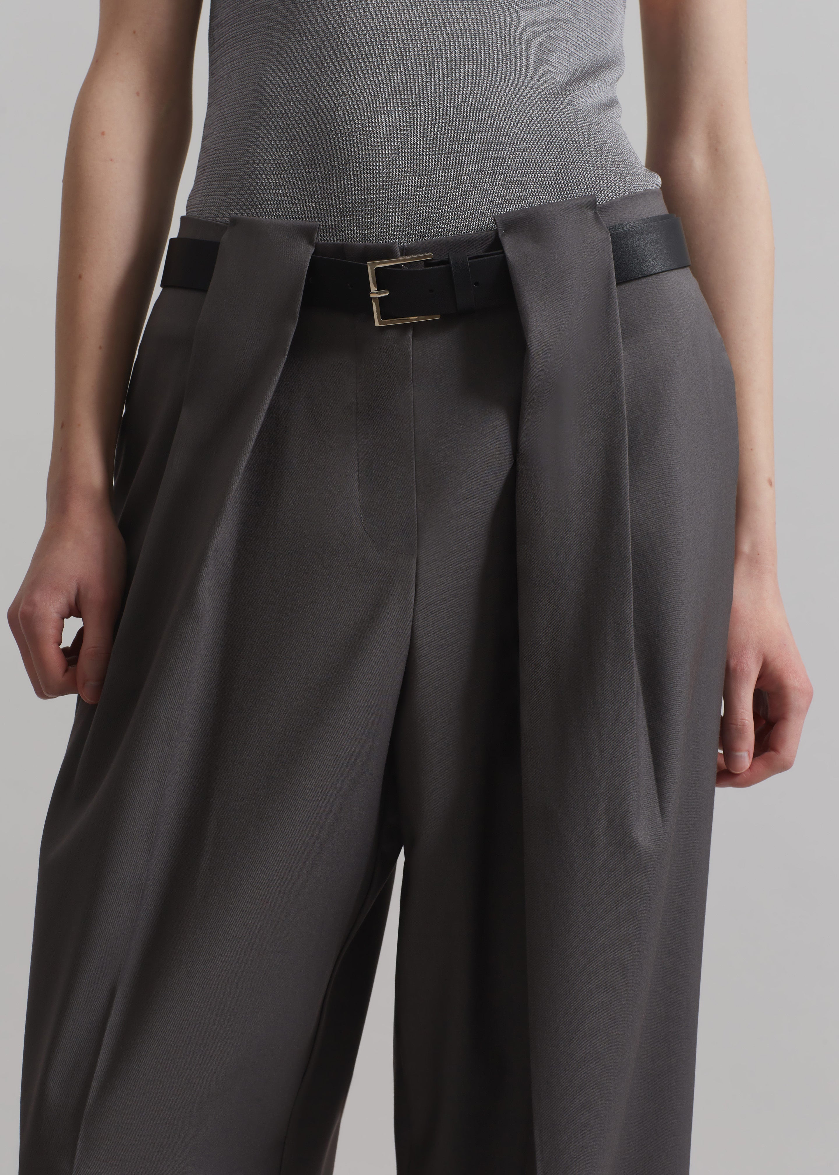 Orsay Pleated Trousers - Dark Grey - 2