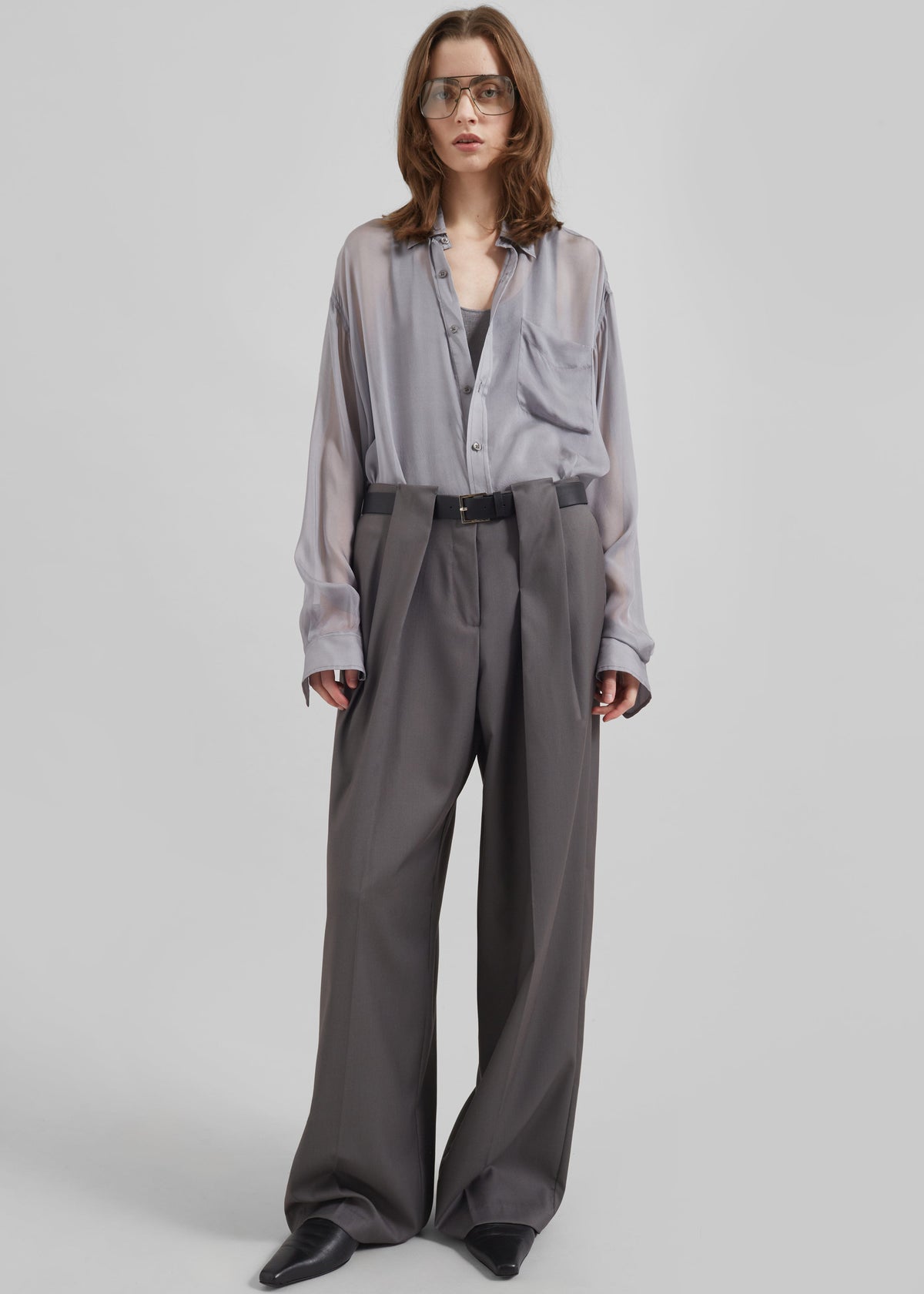 Orsay Pleated Trousers - Dark Grey - 3