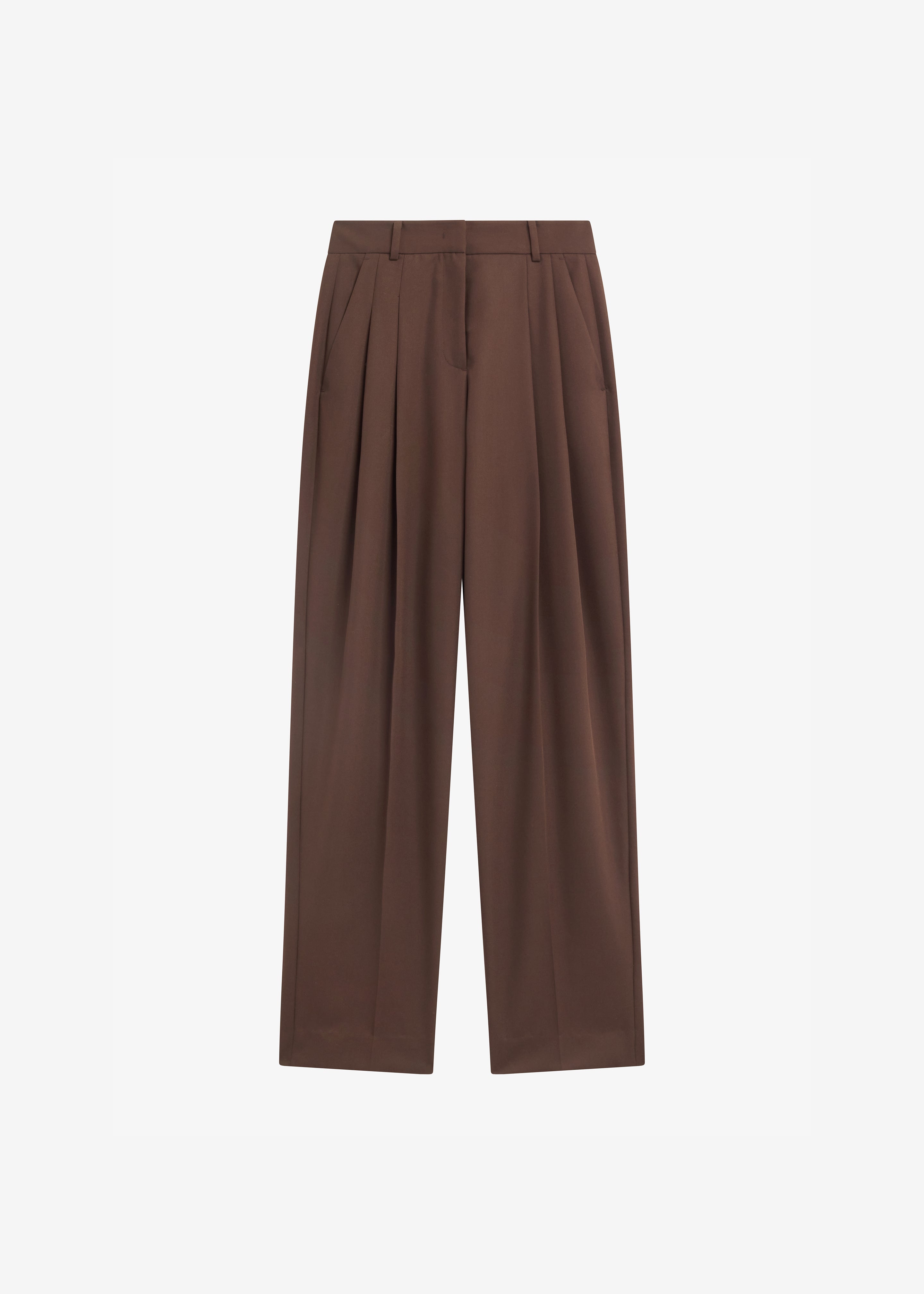 Gelso Pleated Twill Trousers - Brown - 8