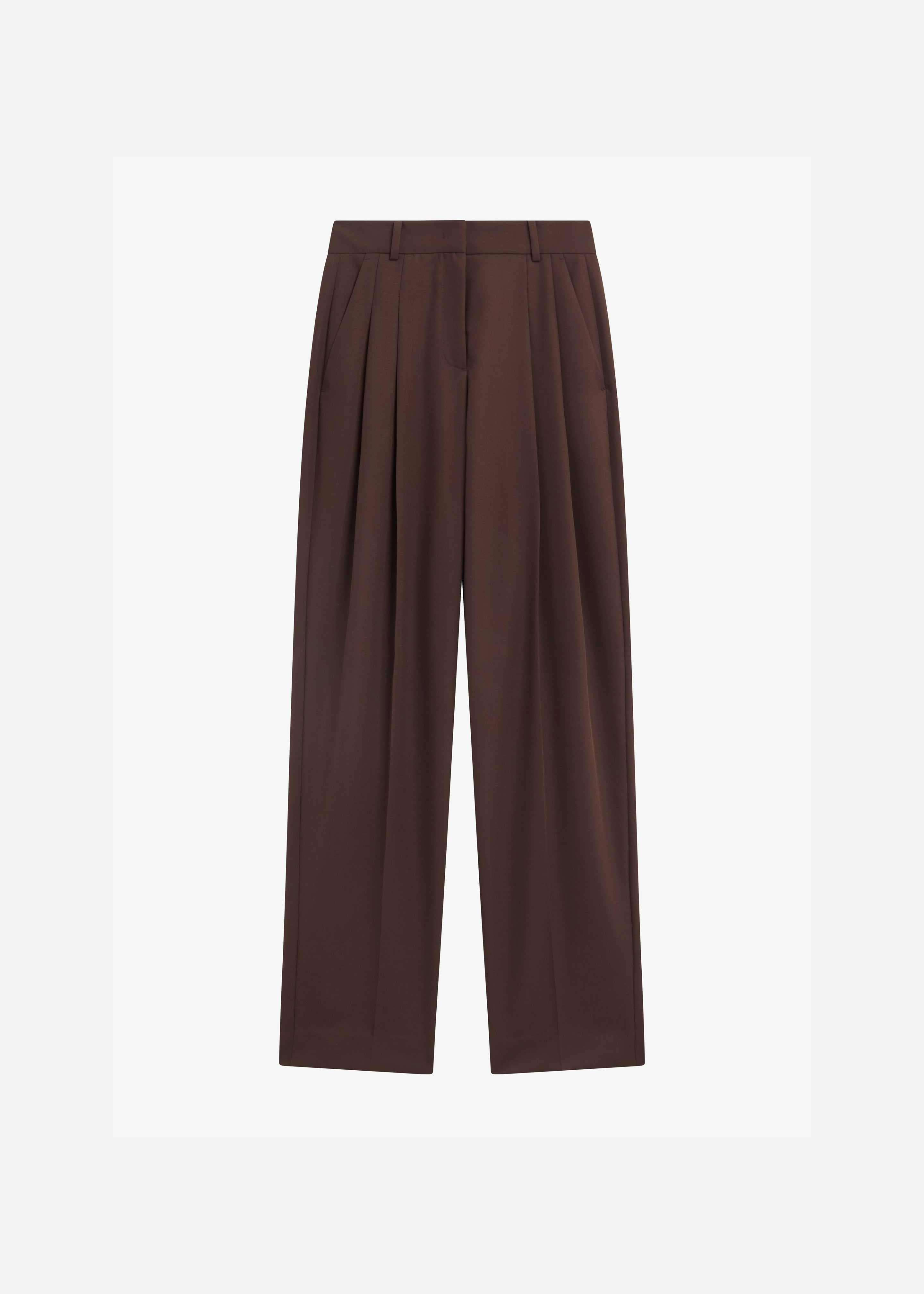 Gelso Pleated Twill Trousers - Brown - 8