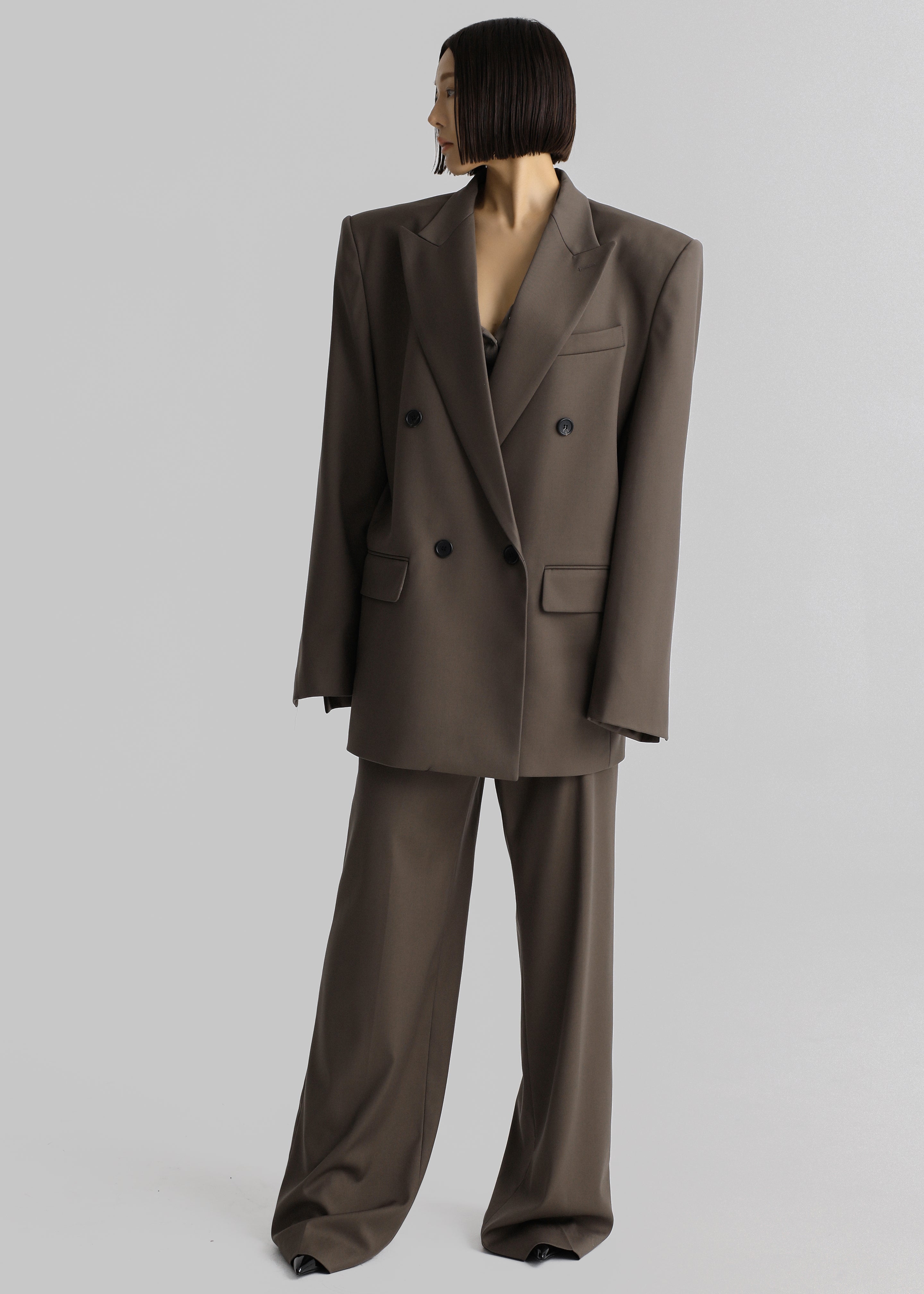 Pallen Double Breasted Blazer - Brown - 16