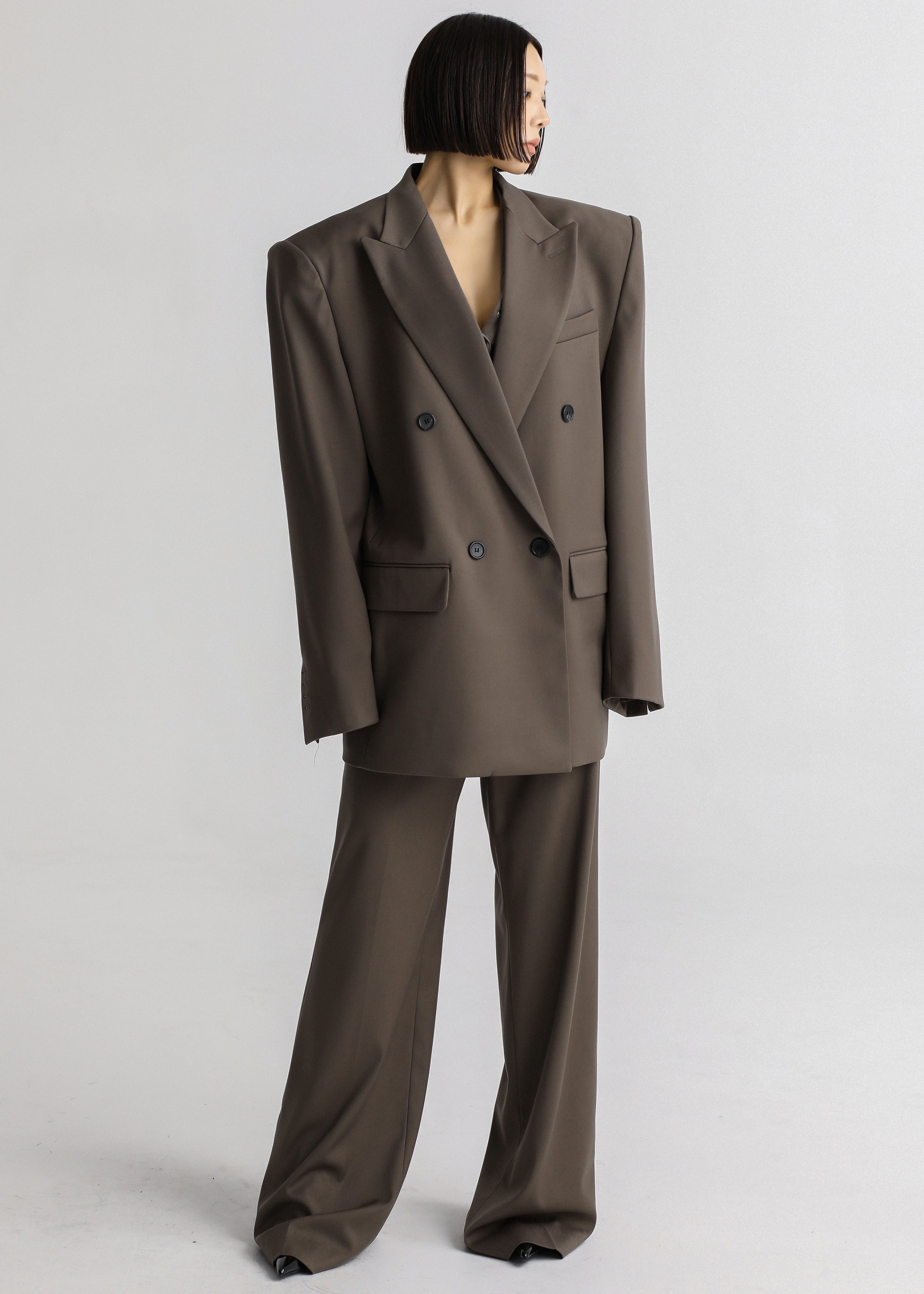 Pallen Double Breasted Blazer - Brown - 4