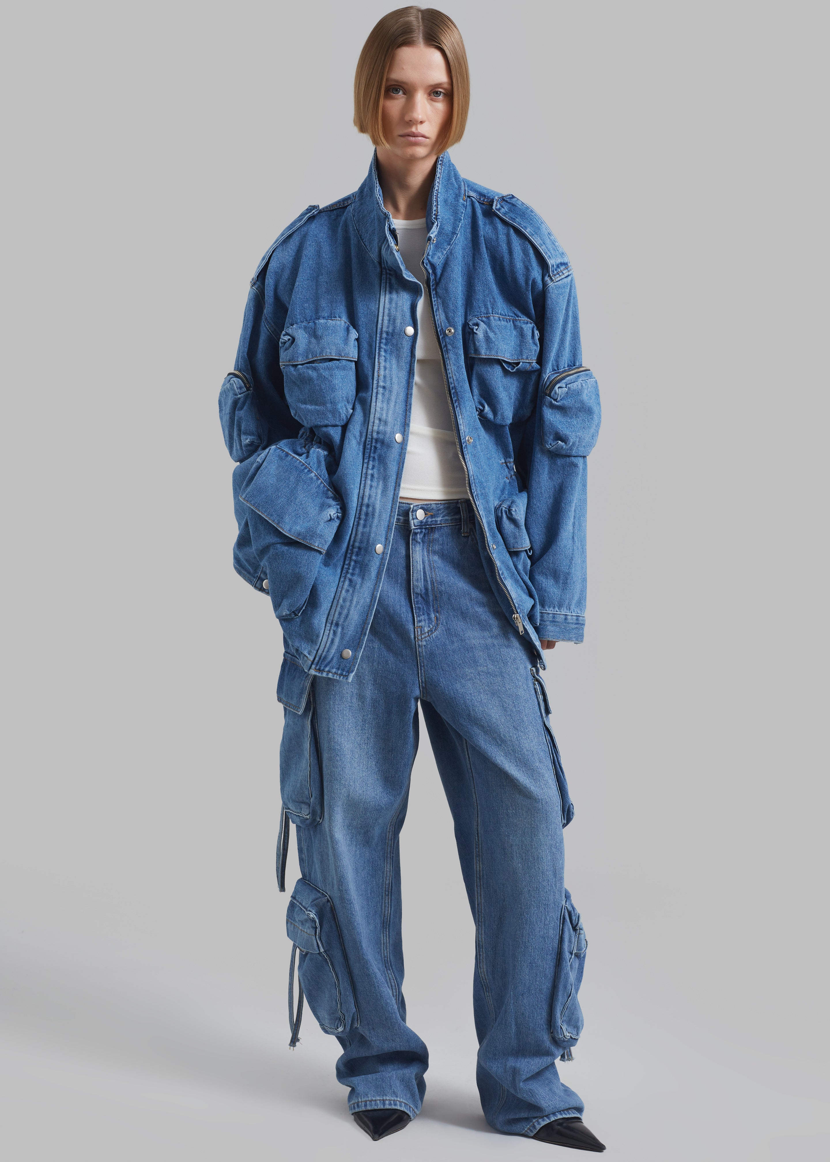 Parker Denim Cargo Pants - Medium Wash - 5