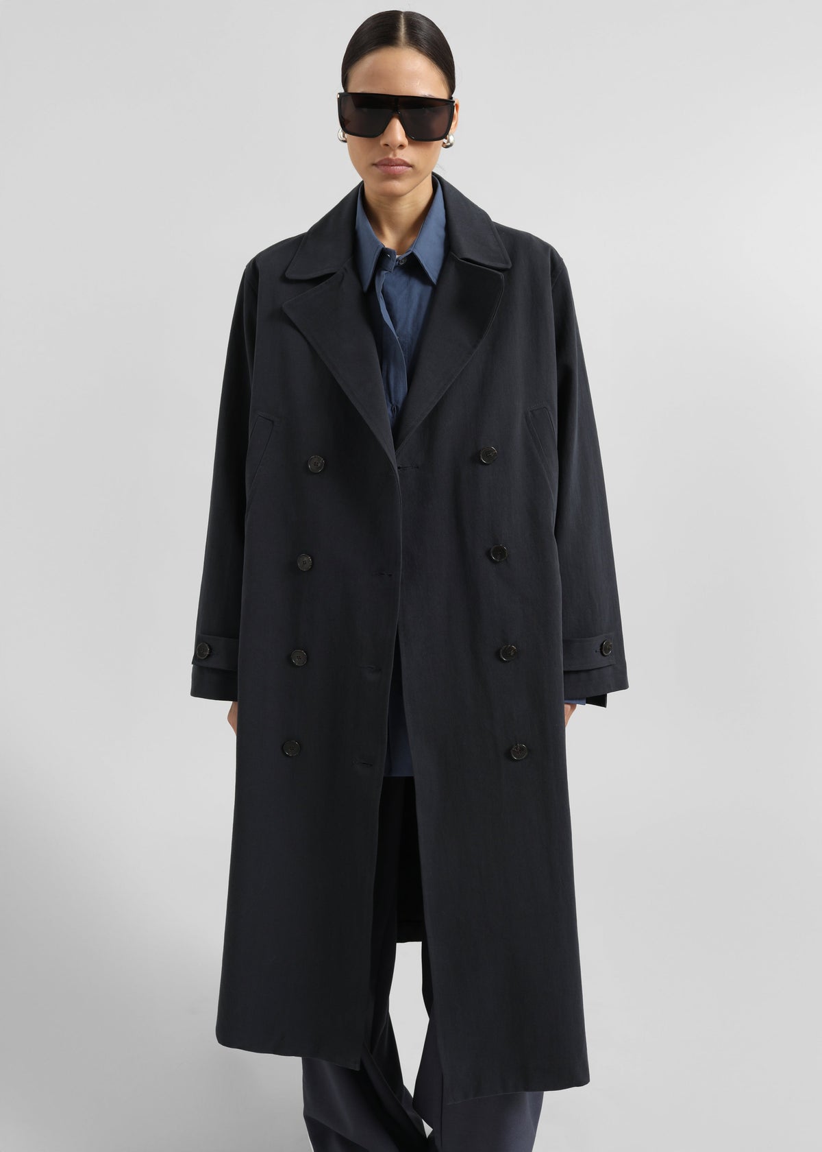 Pello Trench Coat - Navy - 1