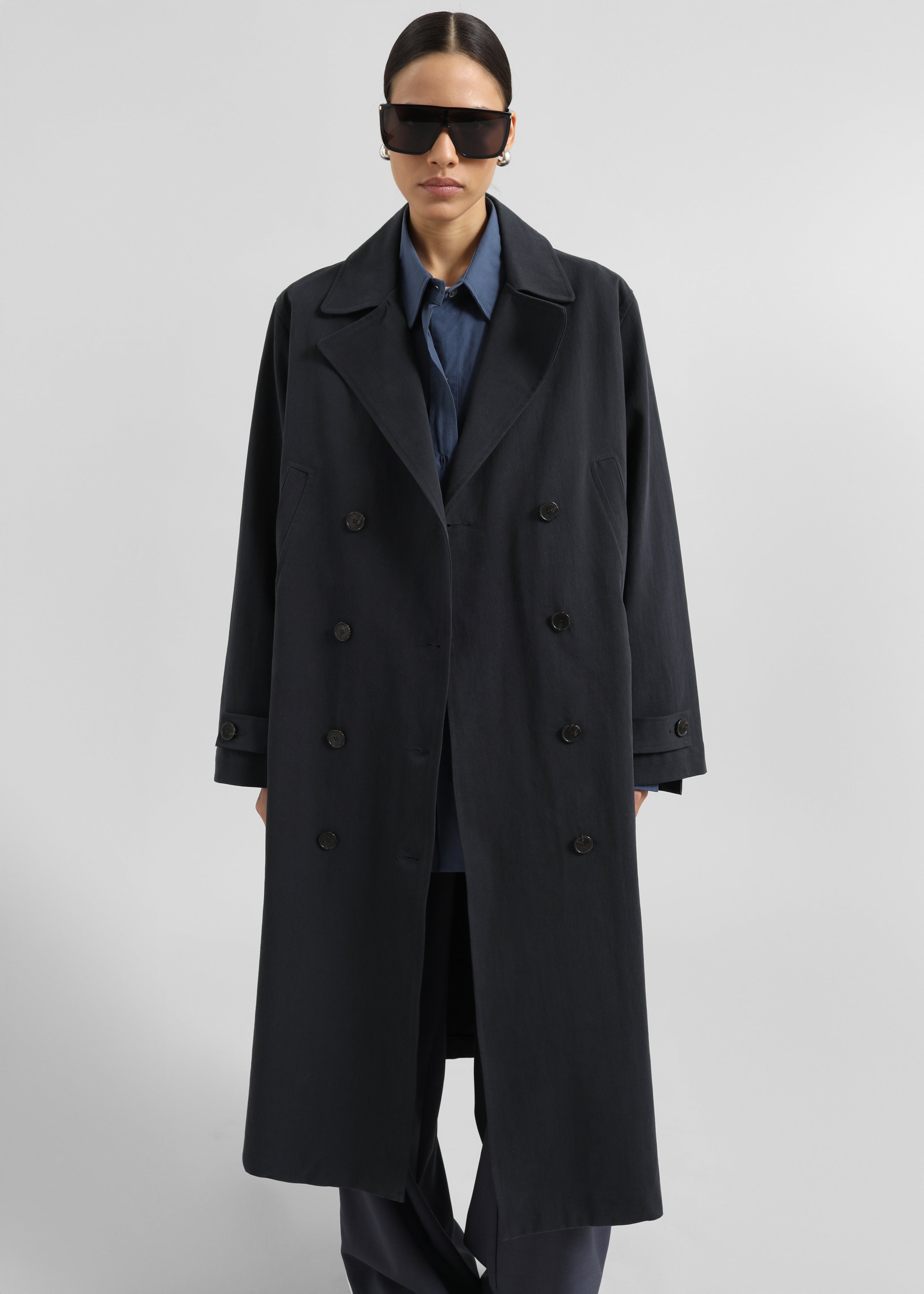 Pello Trench Coat - Navy - 1