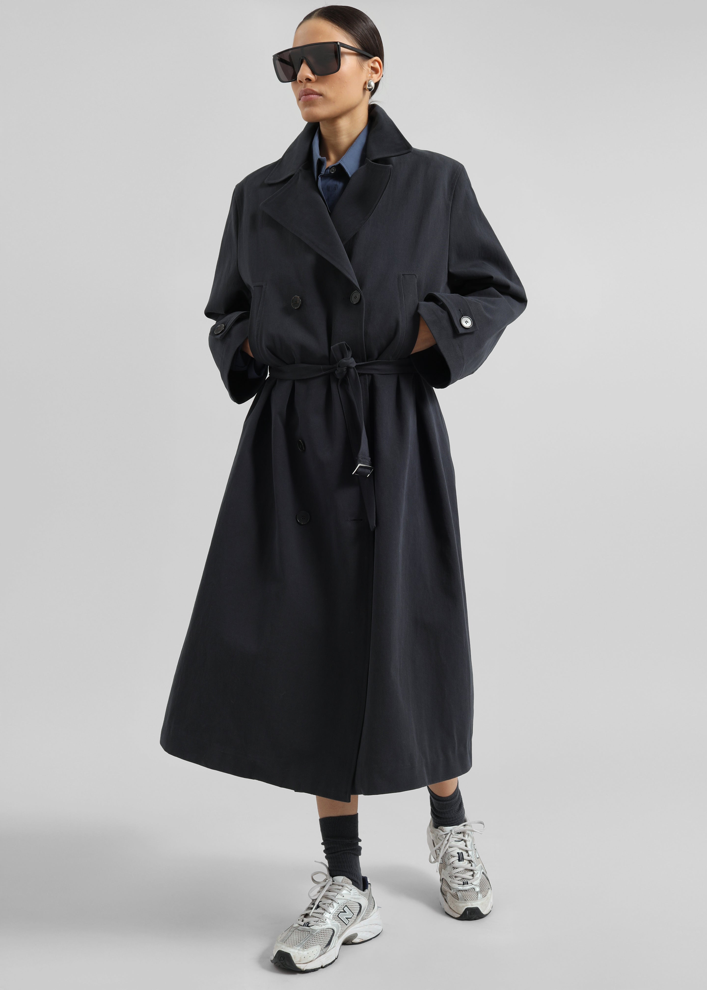 Pello Trench Coat - Navy - 3