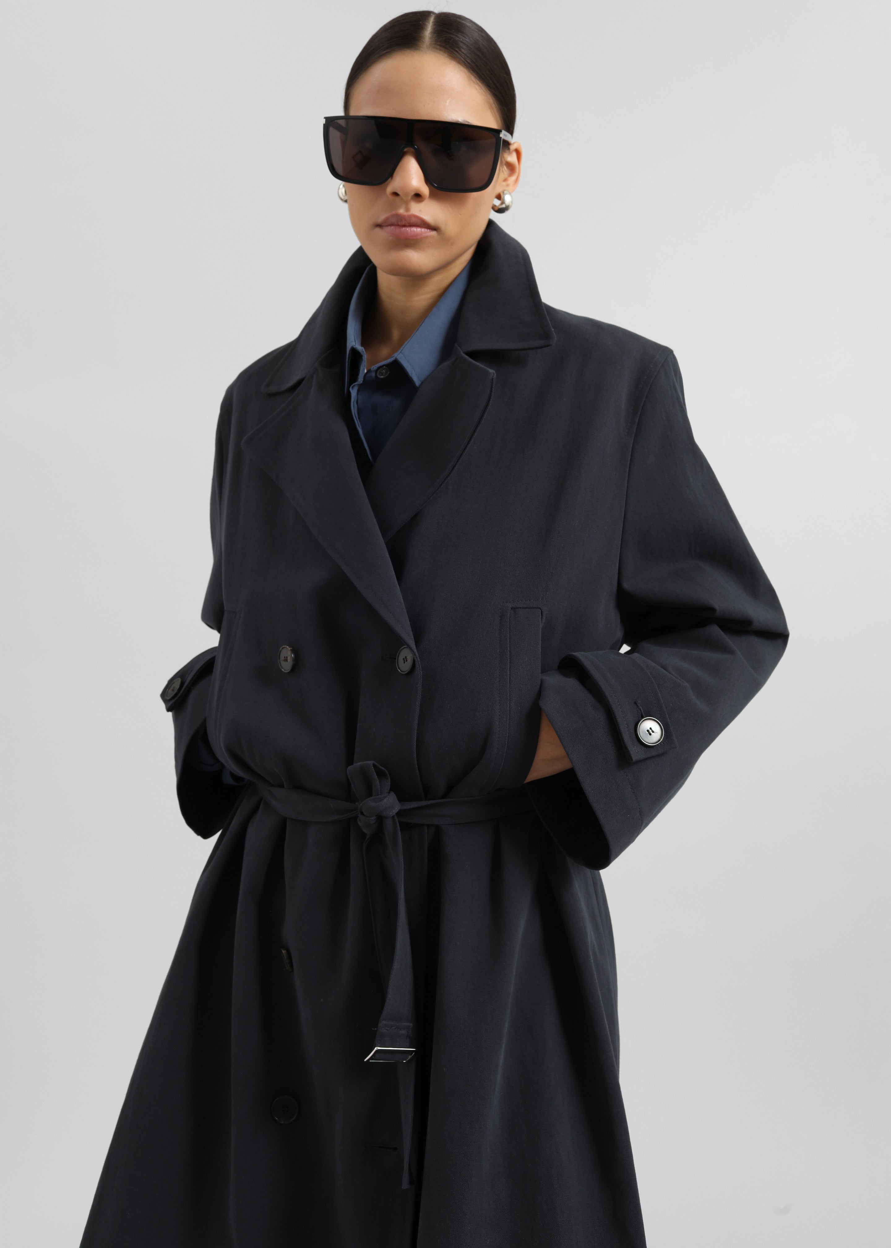 Pello Trench Coat - Navy - 2