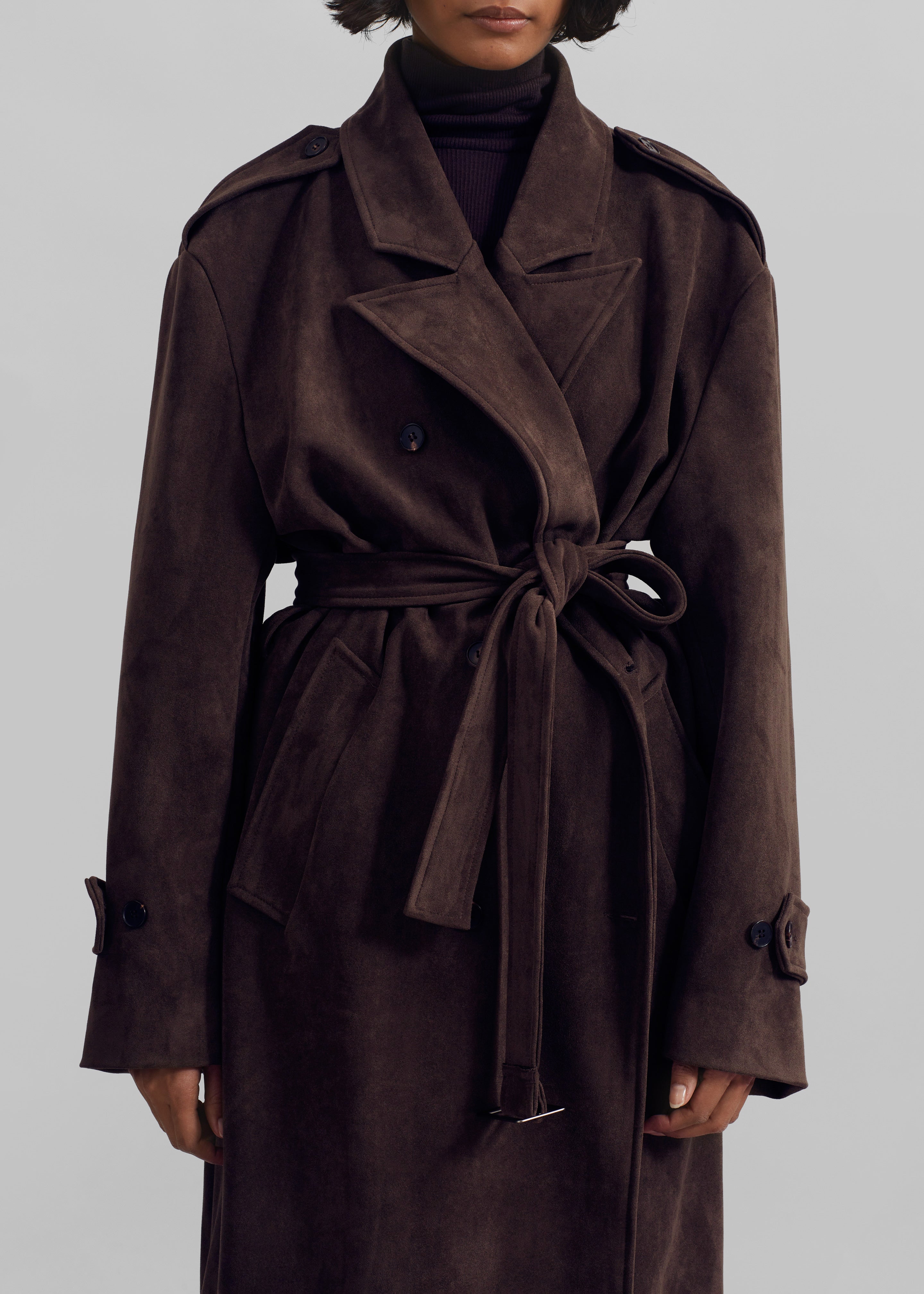 Pembroke Faux Suede Trench - Brown - 8