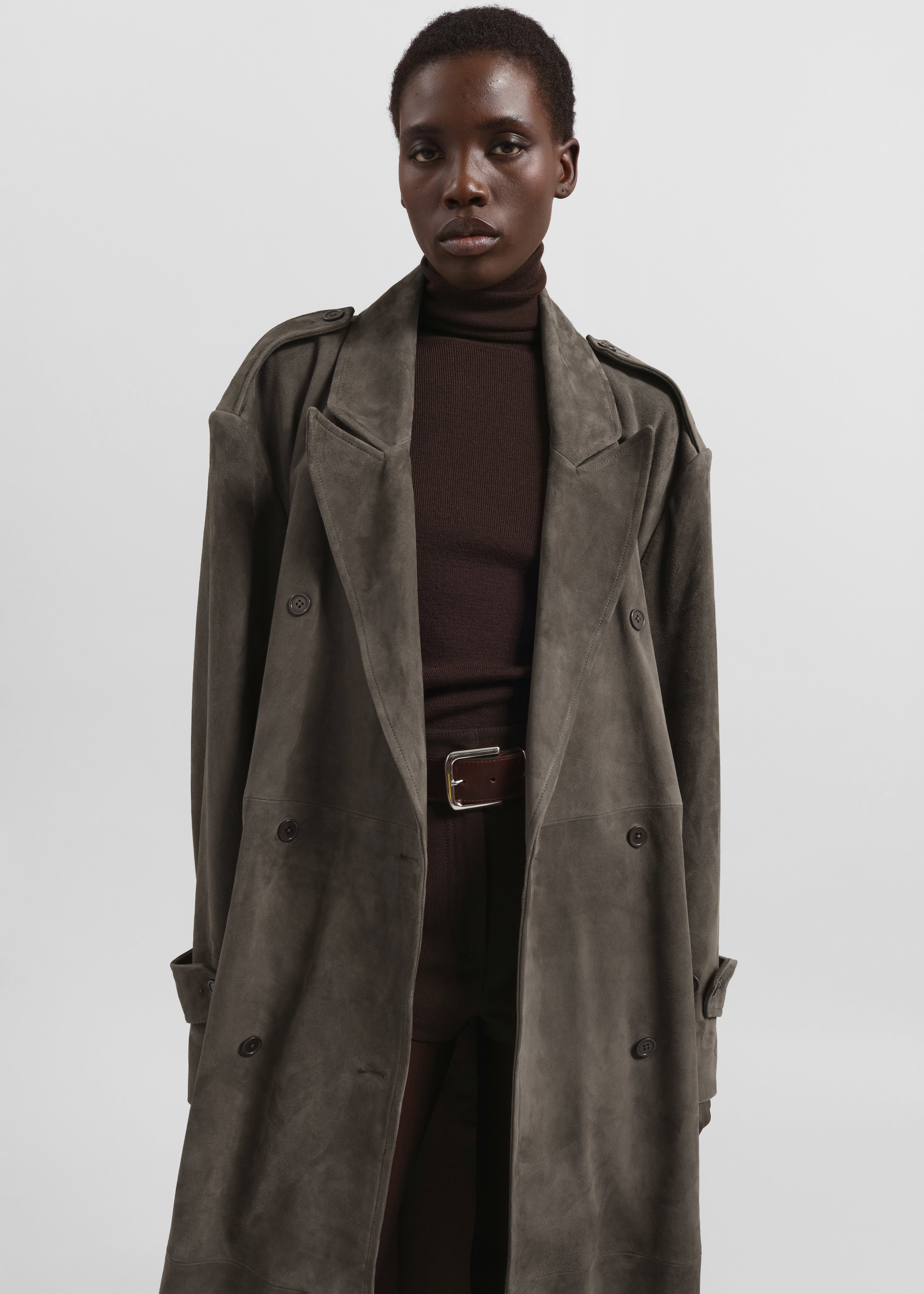 Pembroke Faux Suede Trench - Mousse - 2