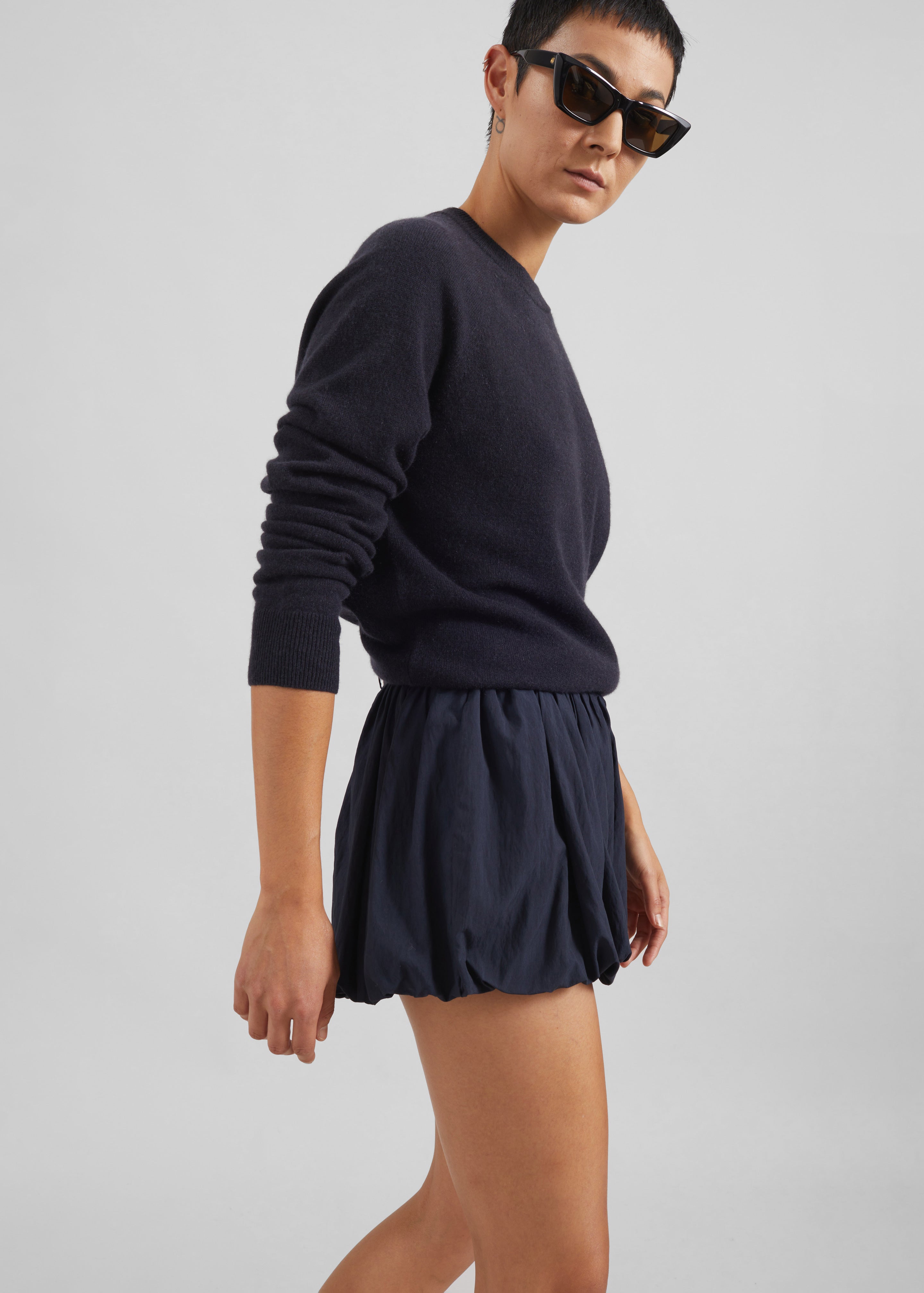Penola Mini Balloon Shorts - Navy - 3