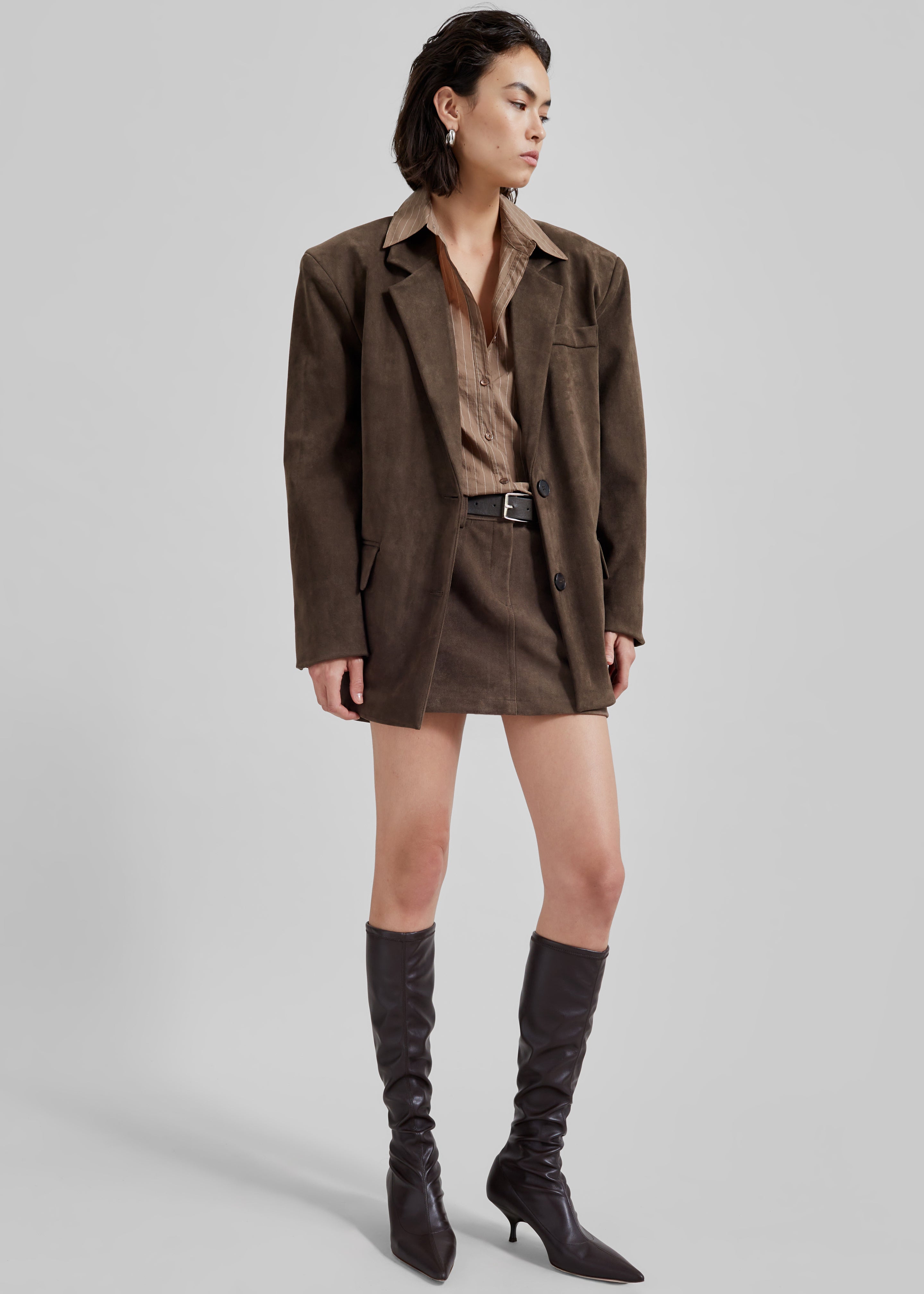 Peoria Faux Suede Blazer - Brown - 9
