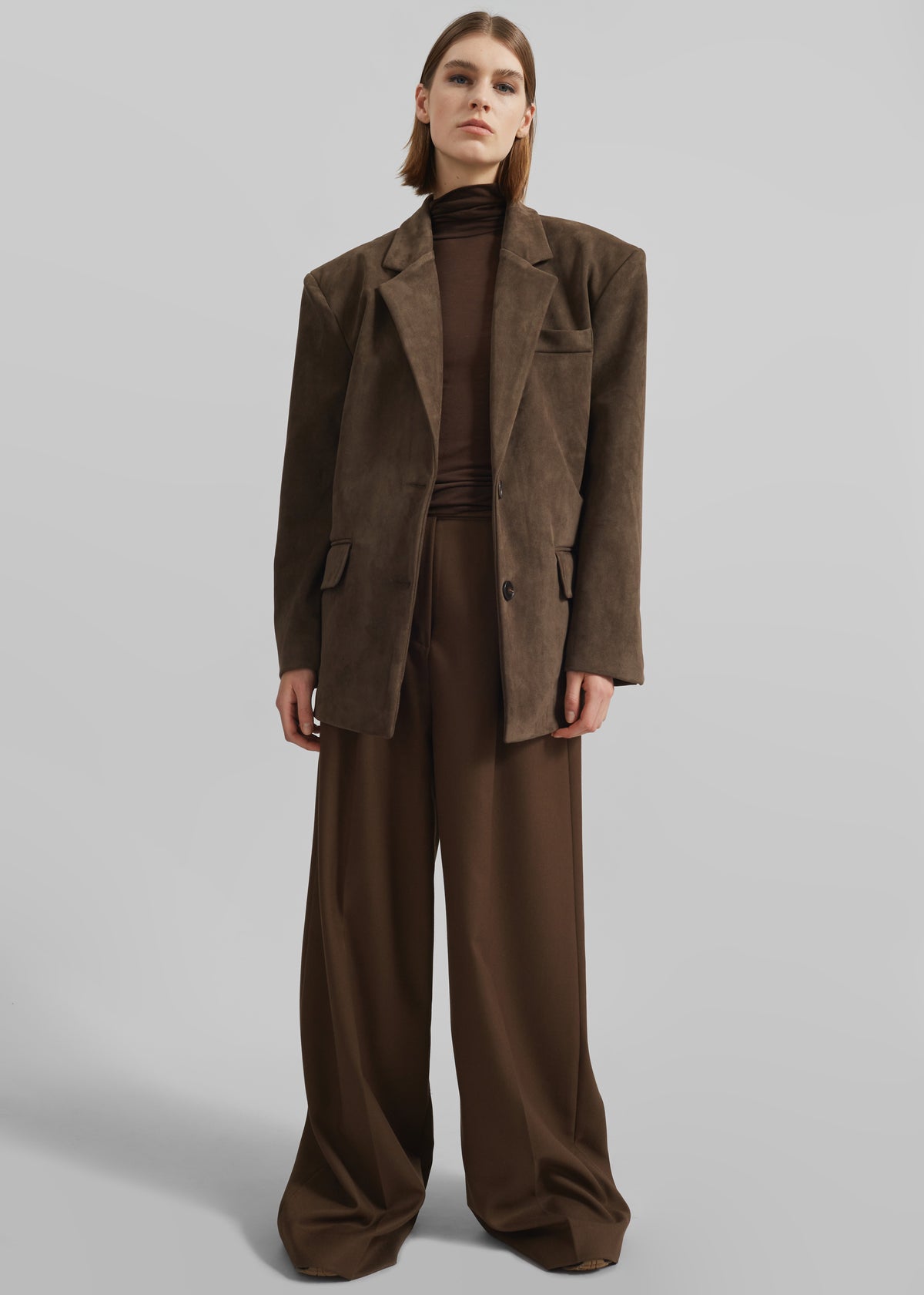 Peoria Faux Suede Blazer - Brown - 7