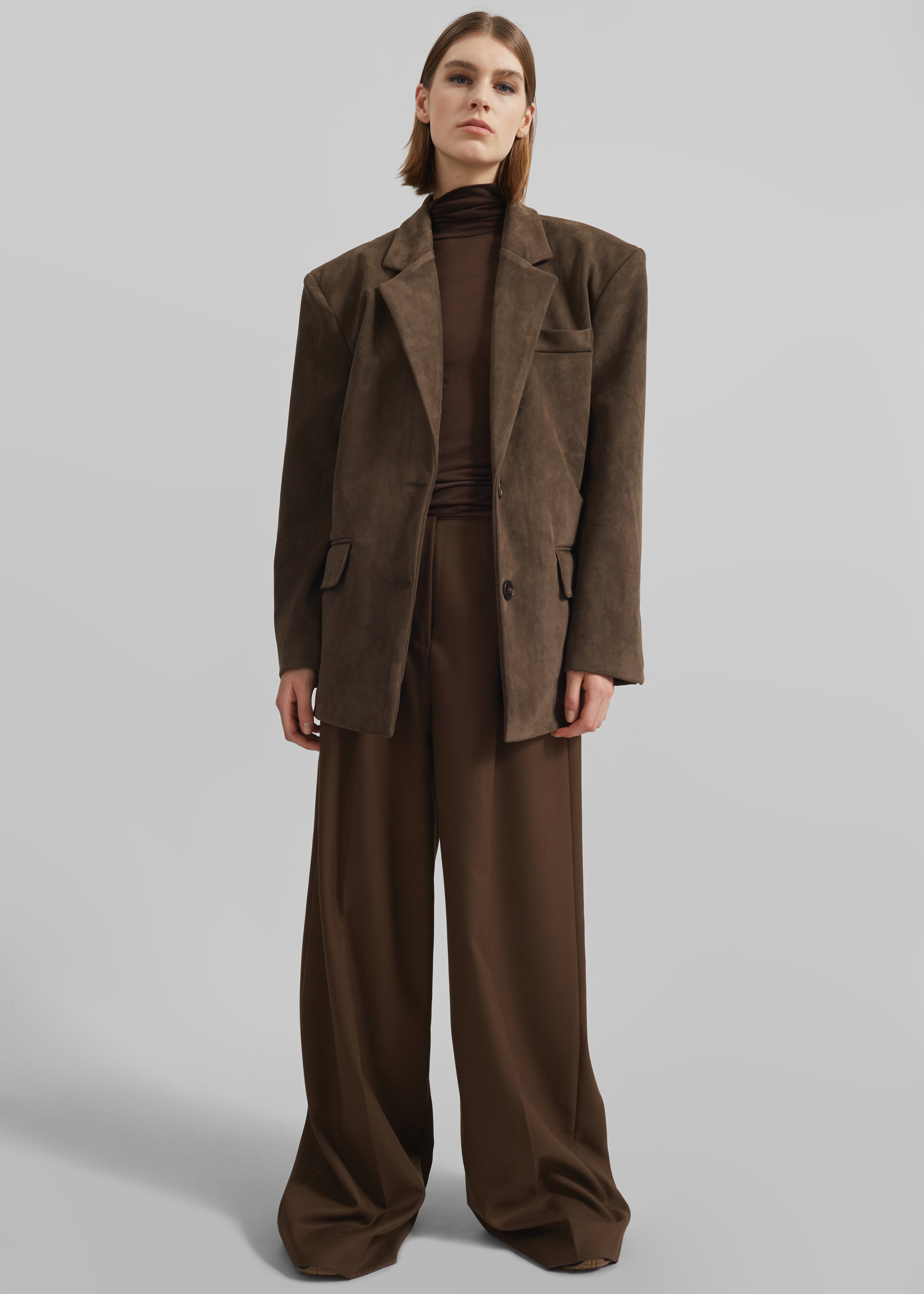 Peoria Faux Suede Blazer - Brown - 7