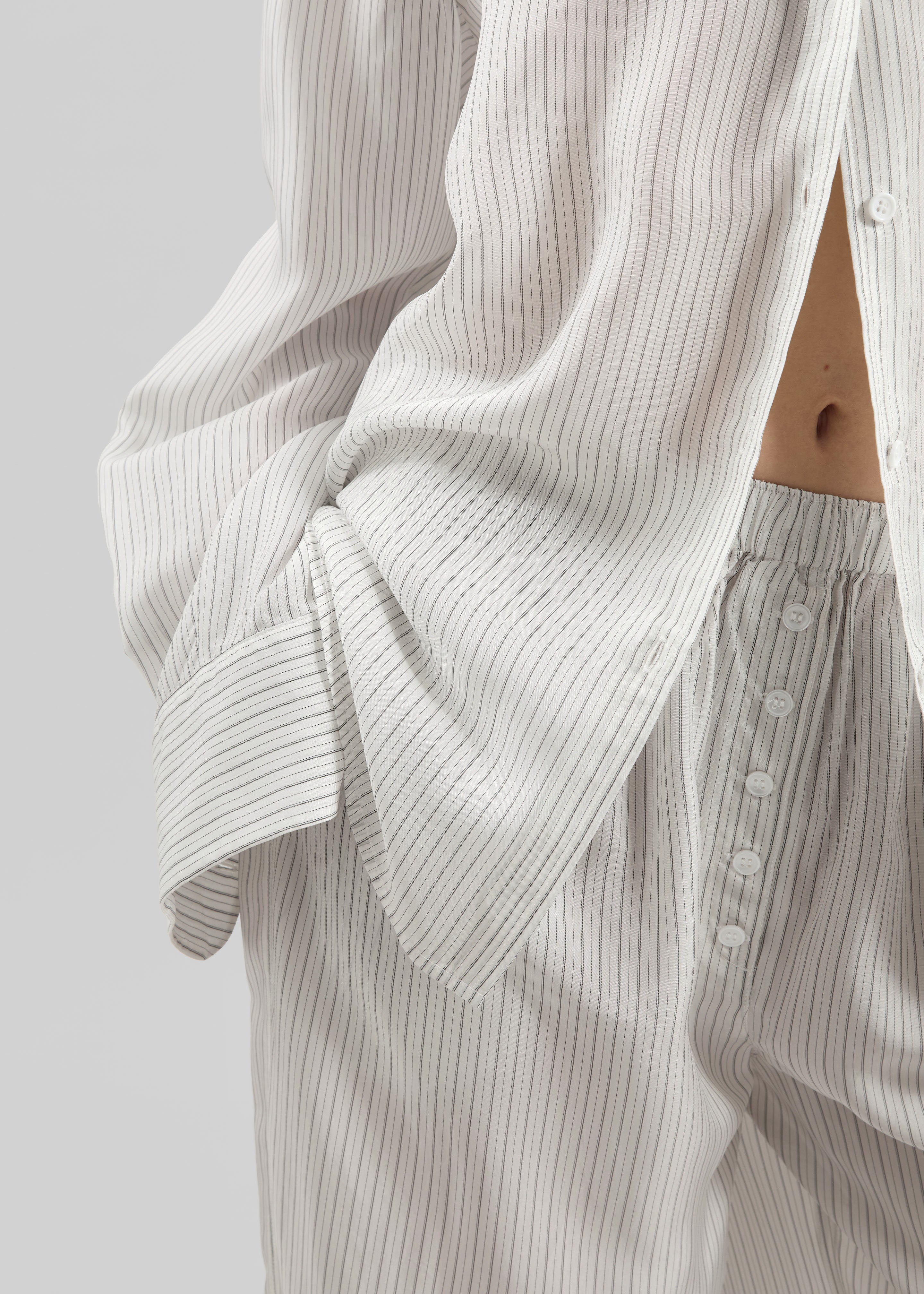 Peri Double Striped Shirt - White/Black Stripe - 12